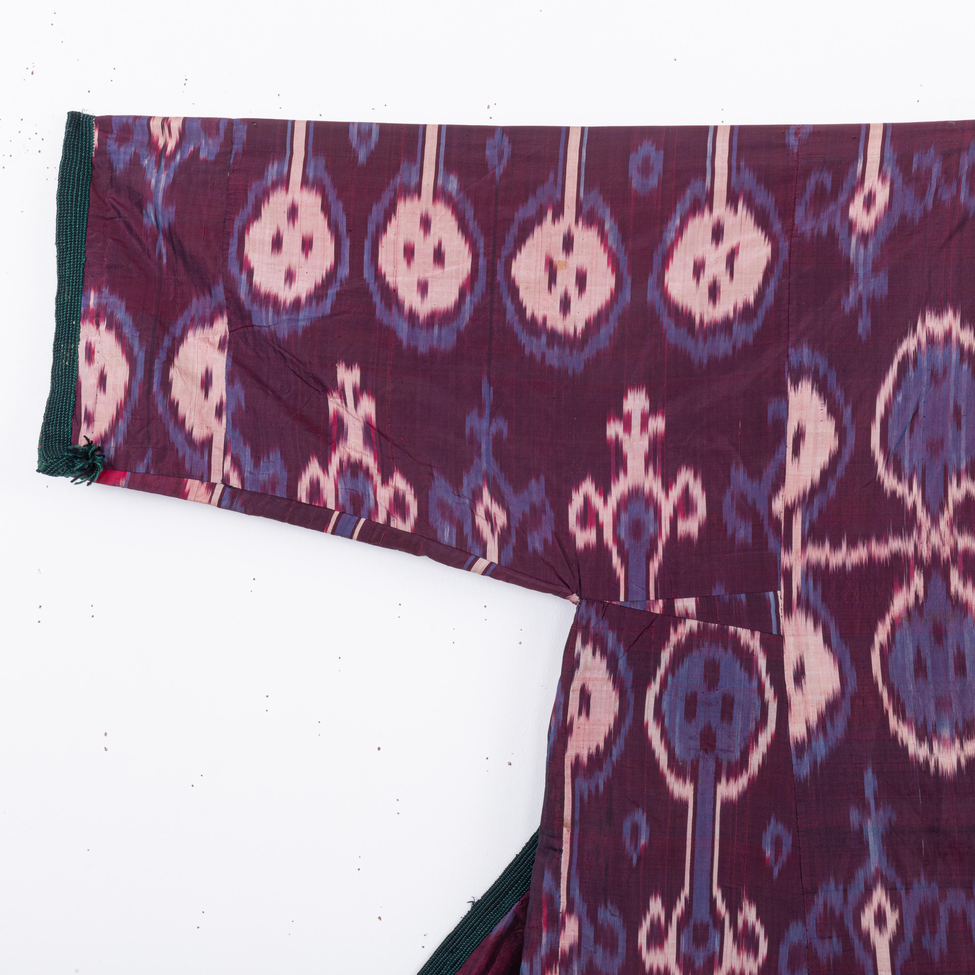 Tajikistani Silk Ikat Chapan, Tajikstan, Late 19th Century. For Sale