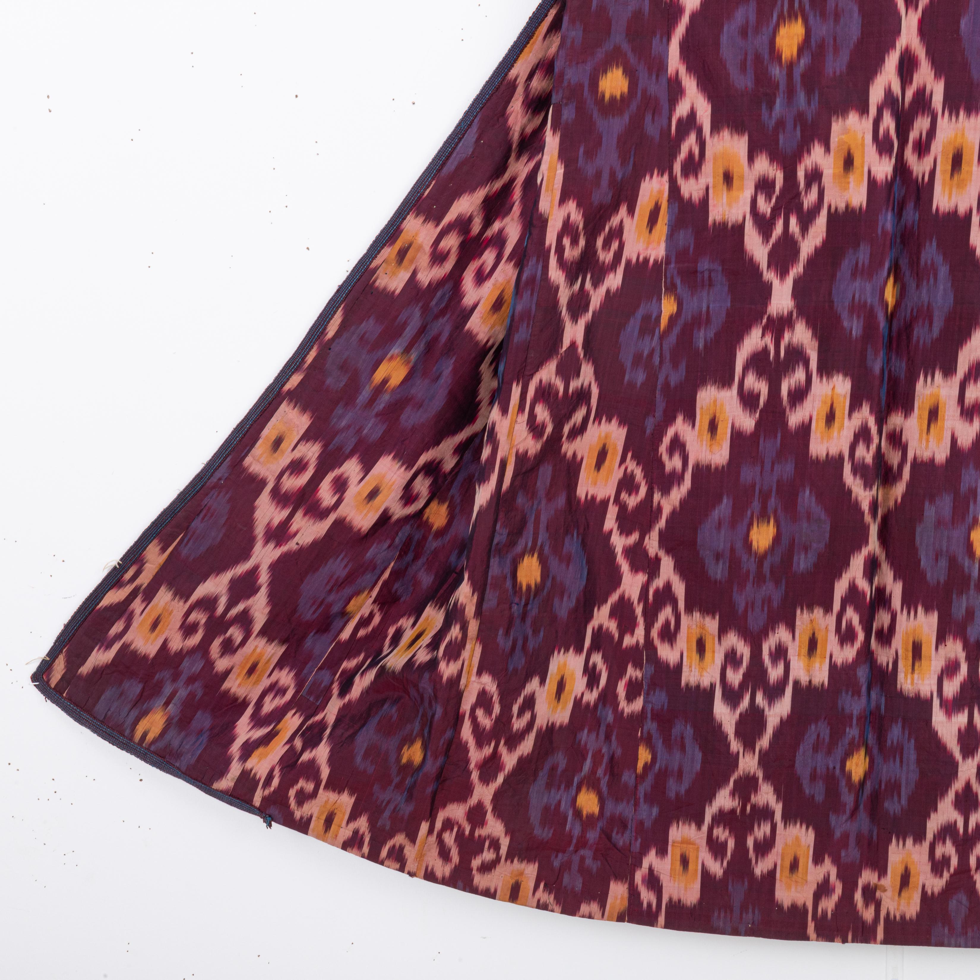 Tajikistani Silk Ikat Chapan, Tajikstan, Late 19th Century. For Sale