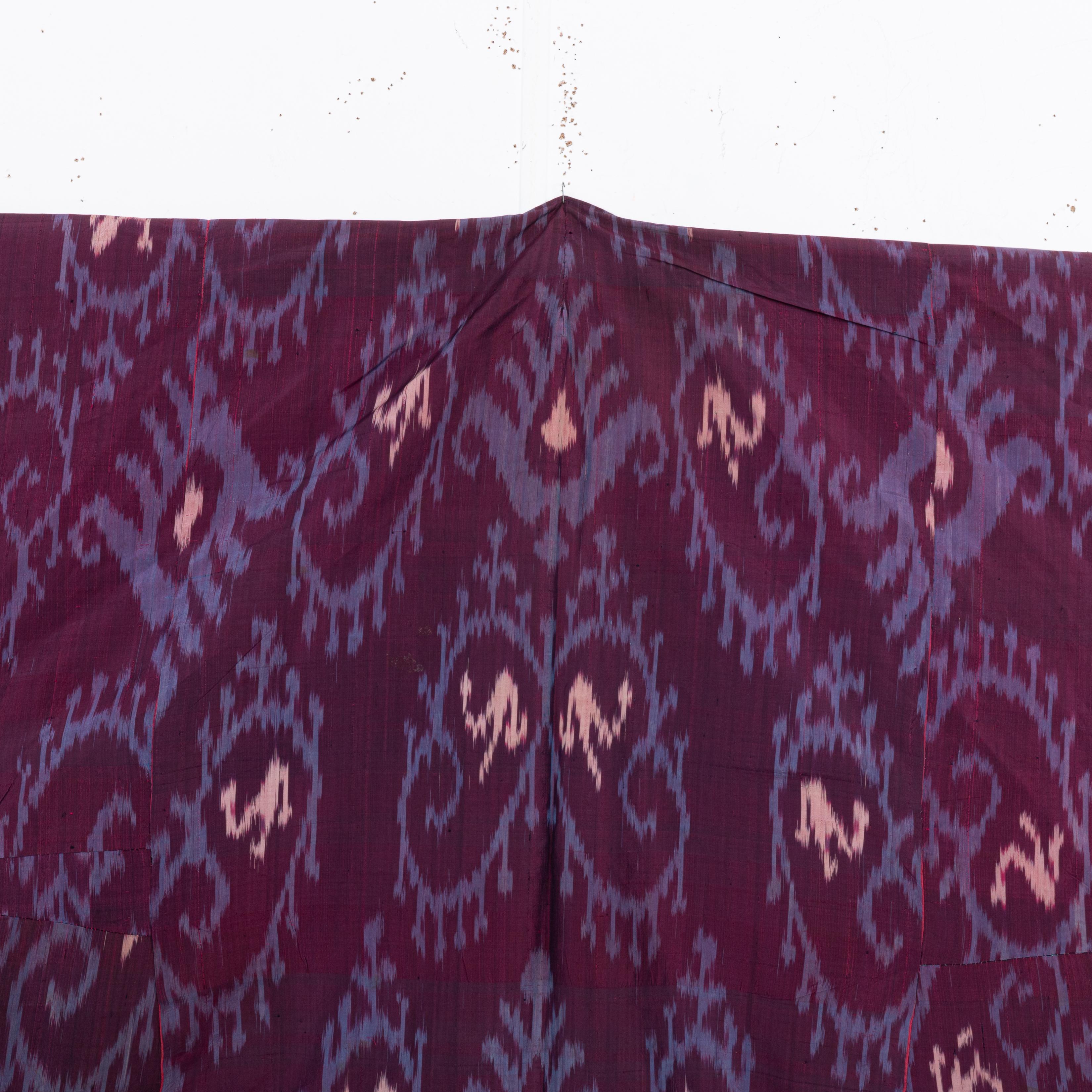 Tajikistani Silk Ikat Chapan, Tajikstan, Late 19th Century. For Sale