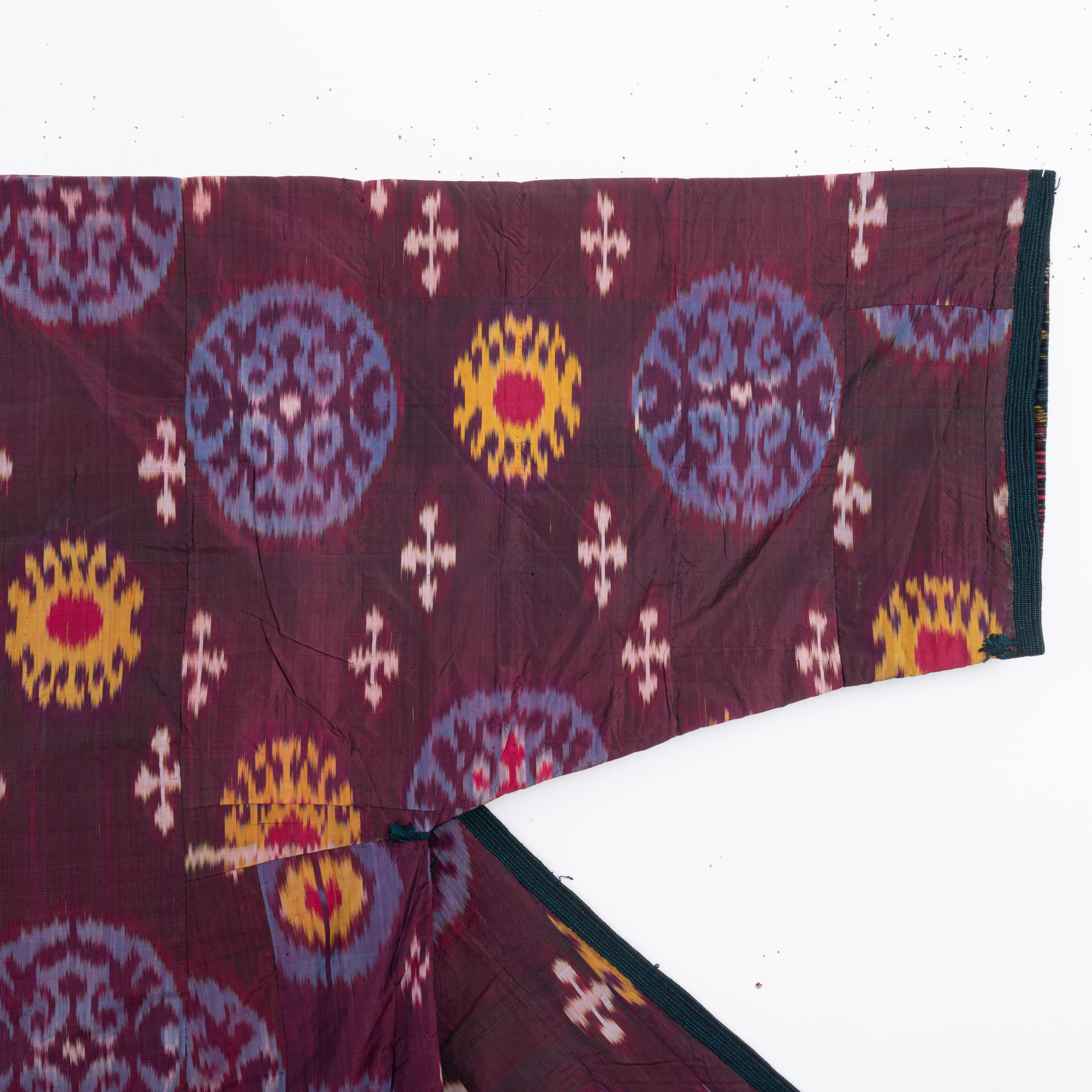 Tajikistani Silk Ikat Chapan, Tajikstan, Late 19th Century. For Sale