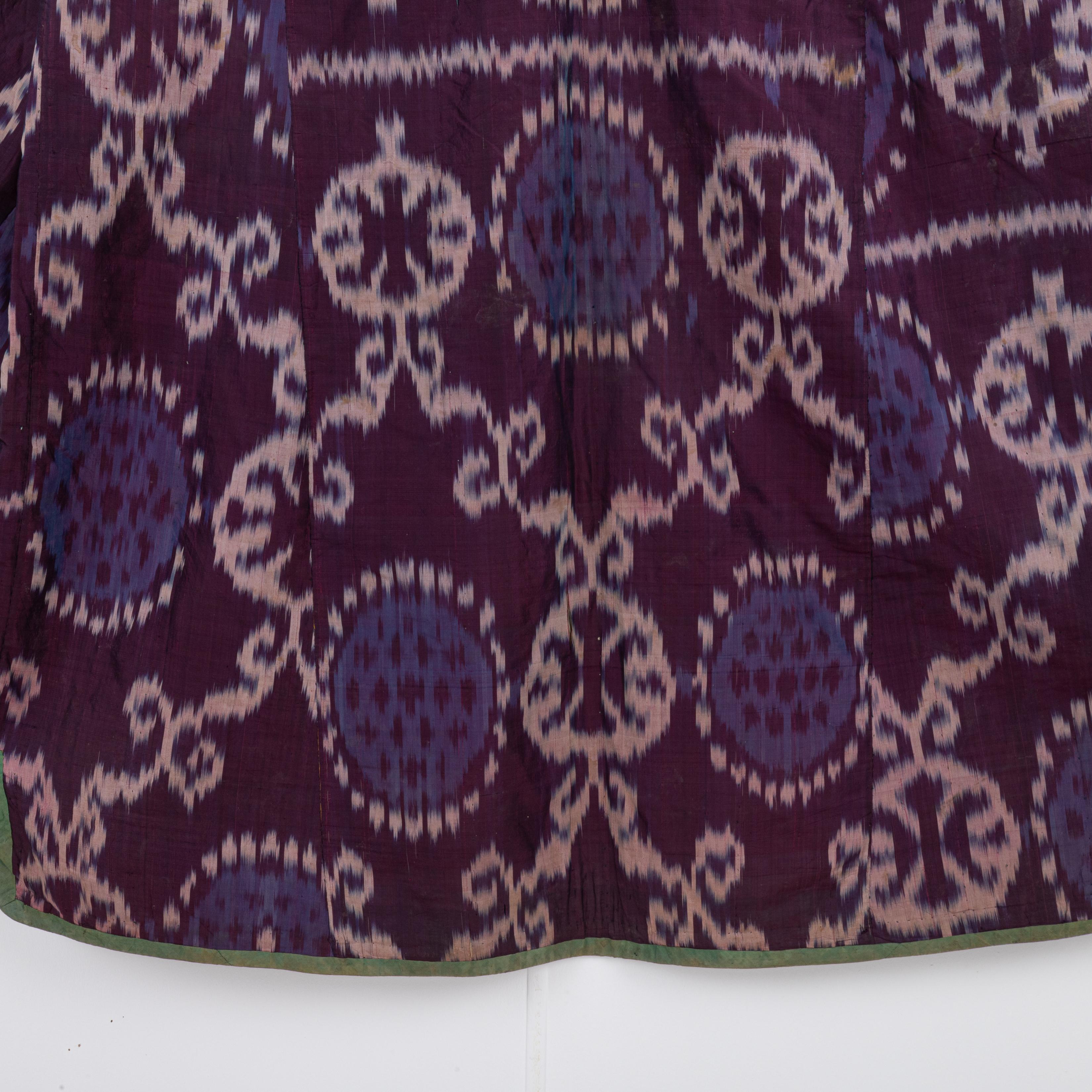 Silk Ikat Chapan, Tajikstan, Late 19th Century. For Sale 1
