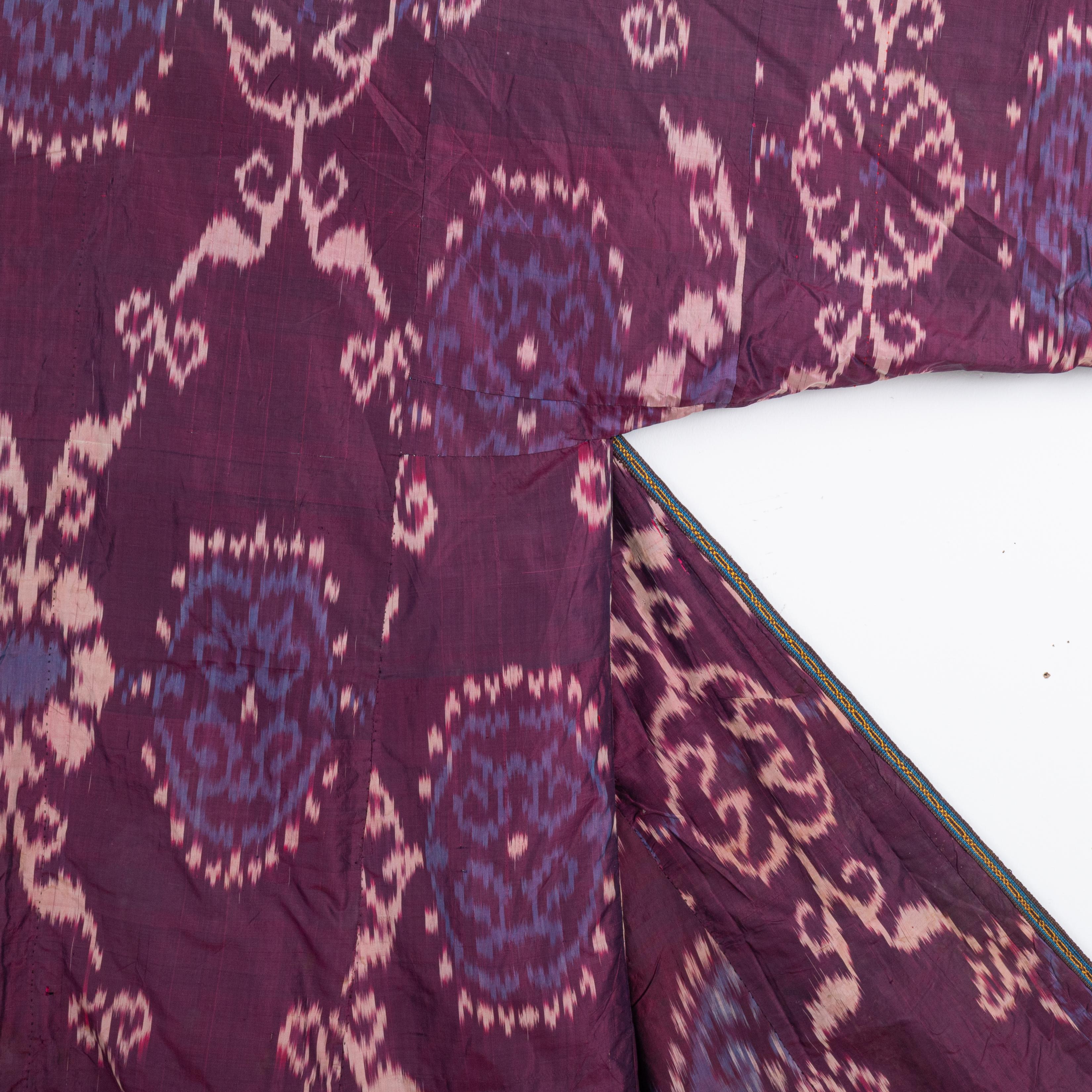 Silk Ikat Chapan, Tajikstan, Late 19th Century. For Sale 2