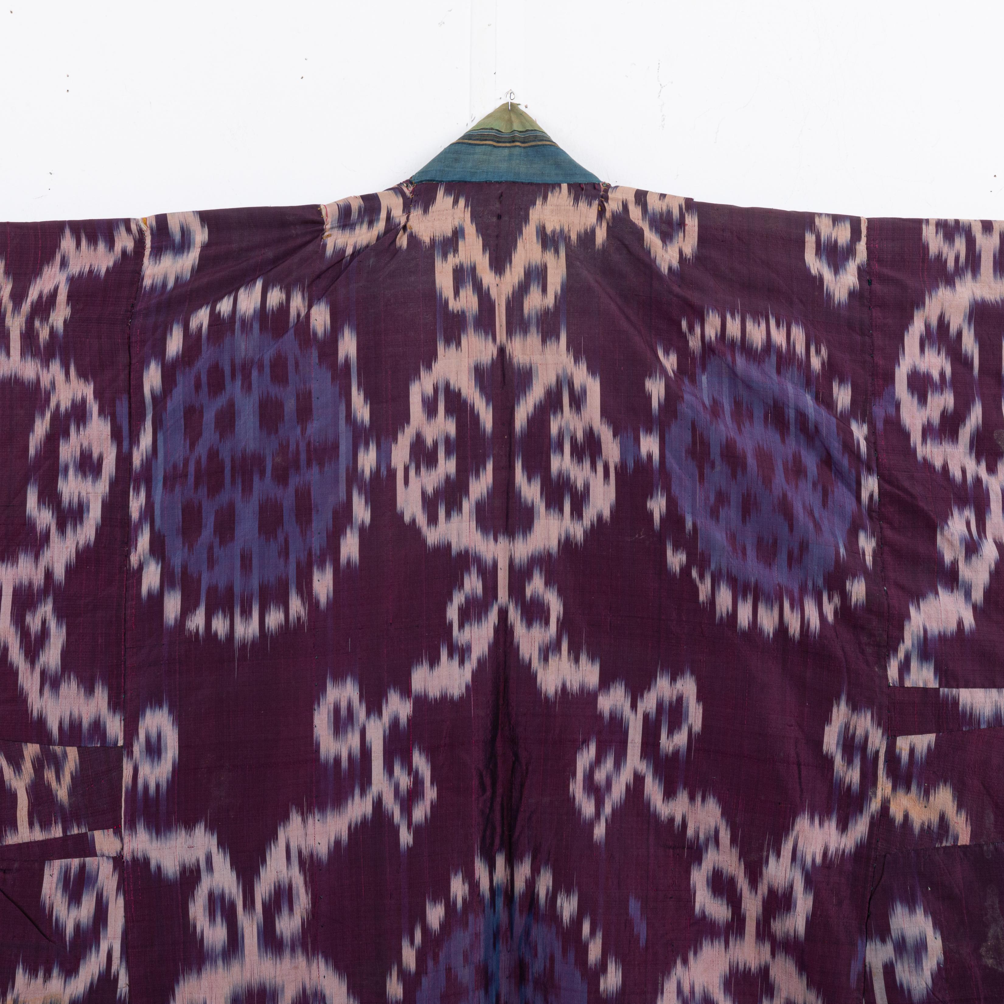 Silk Ikat Chapan, Tajikstan, Late 19th Century. For Sale 2