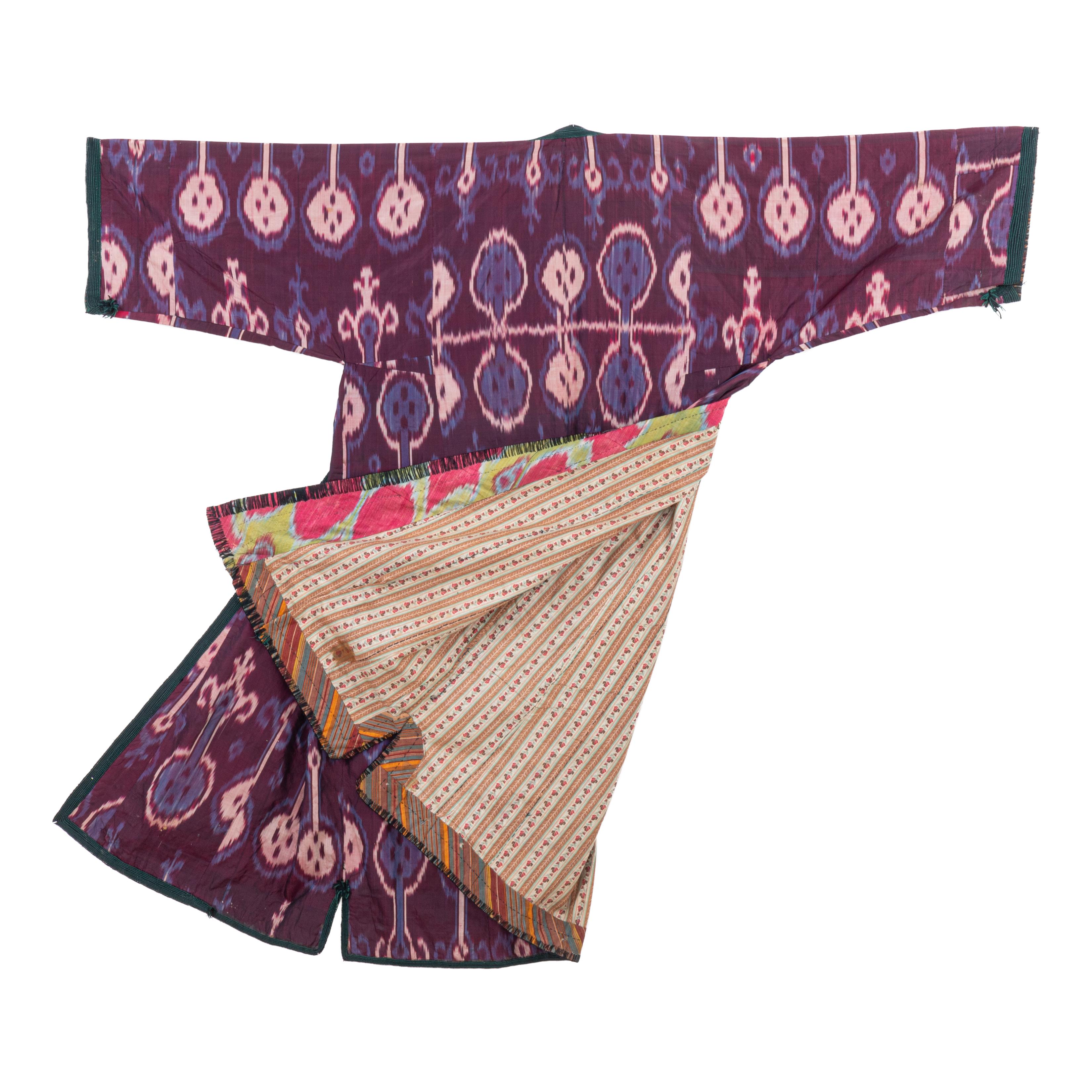 Silk Ikat Chapan, Tajikstan, Late 19th Century. For Sale 2