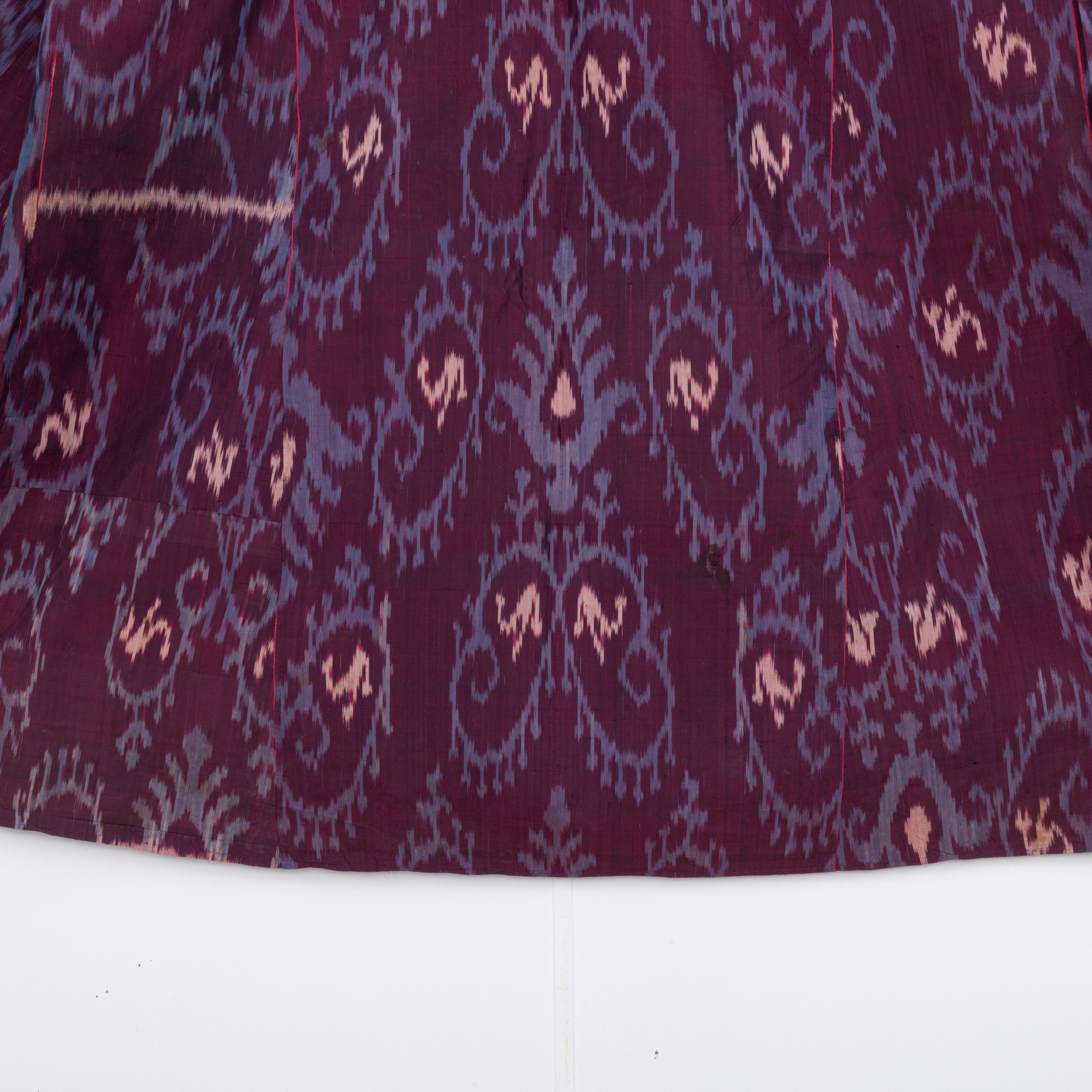 Cotton Silk Ikat Chapan, Tajikstan, Late 19th Century. For Sale