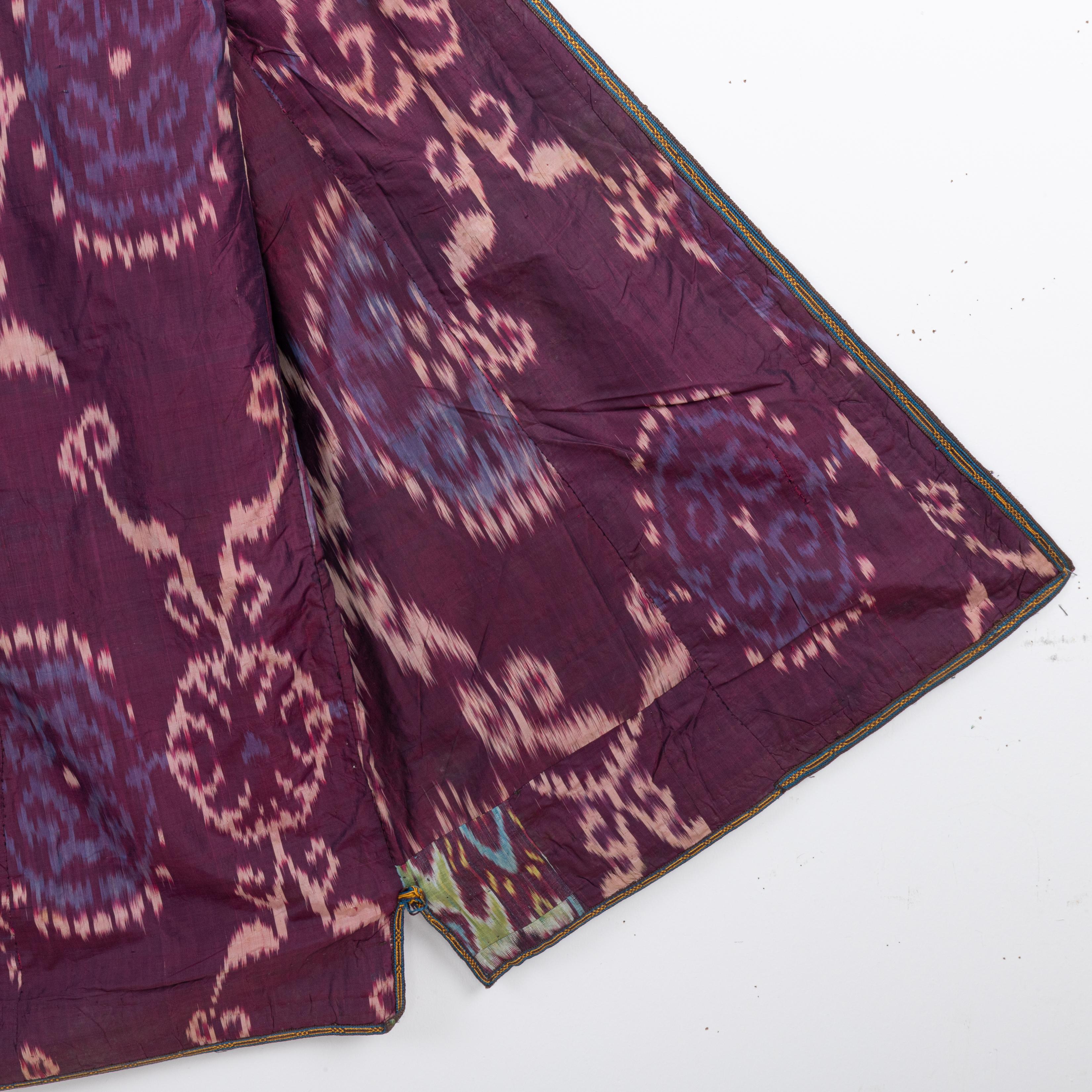 Silk Ikat Chapan, Tajikstan, Late 19th Century. For Sale 3