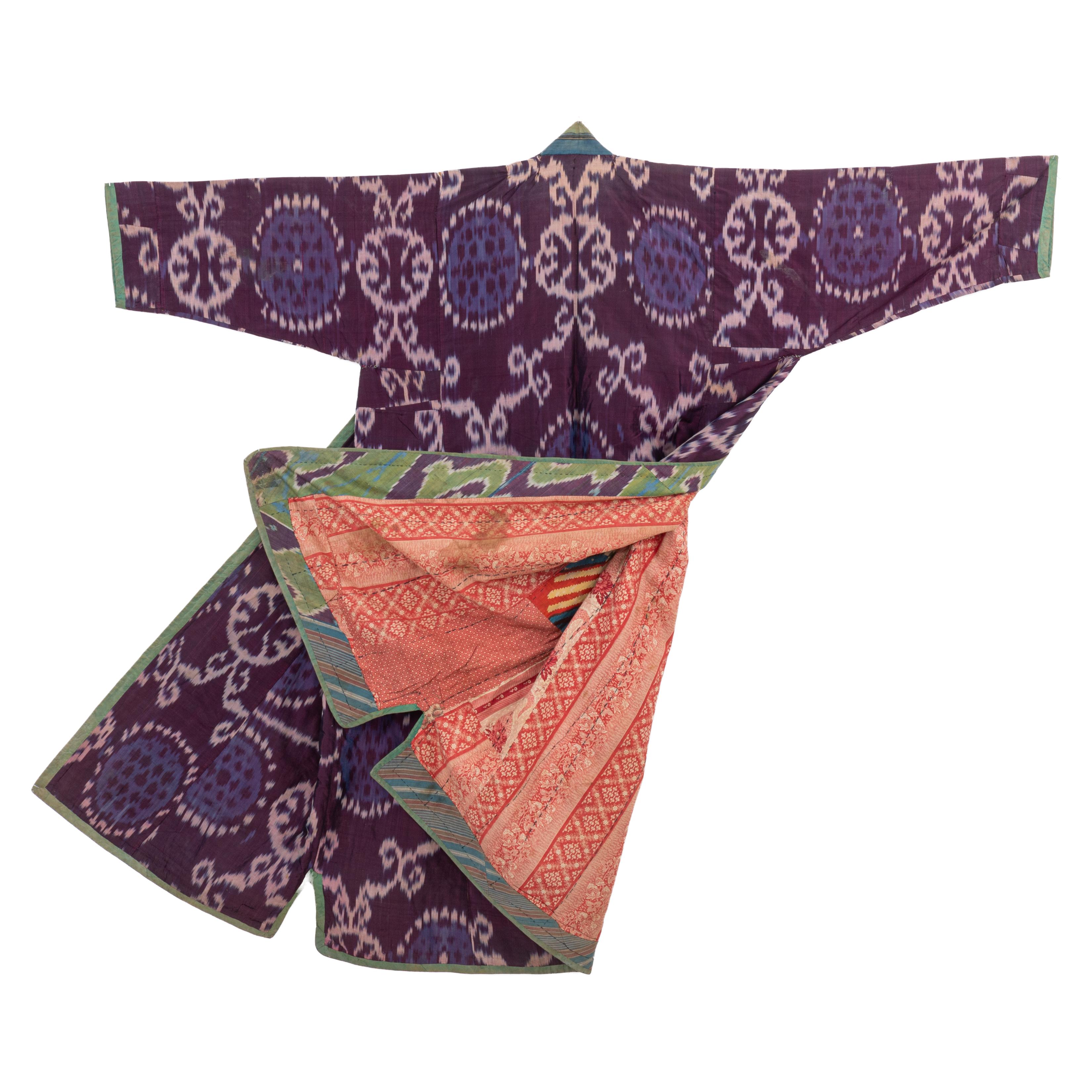 Silk Ikat Chapan, Tajikstan, Late 19th Century. For Sale 3