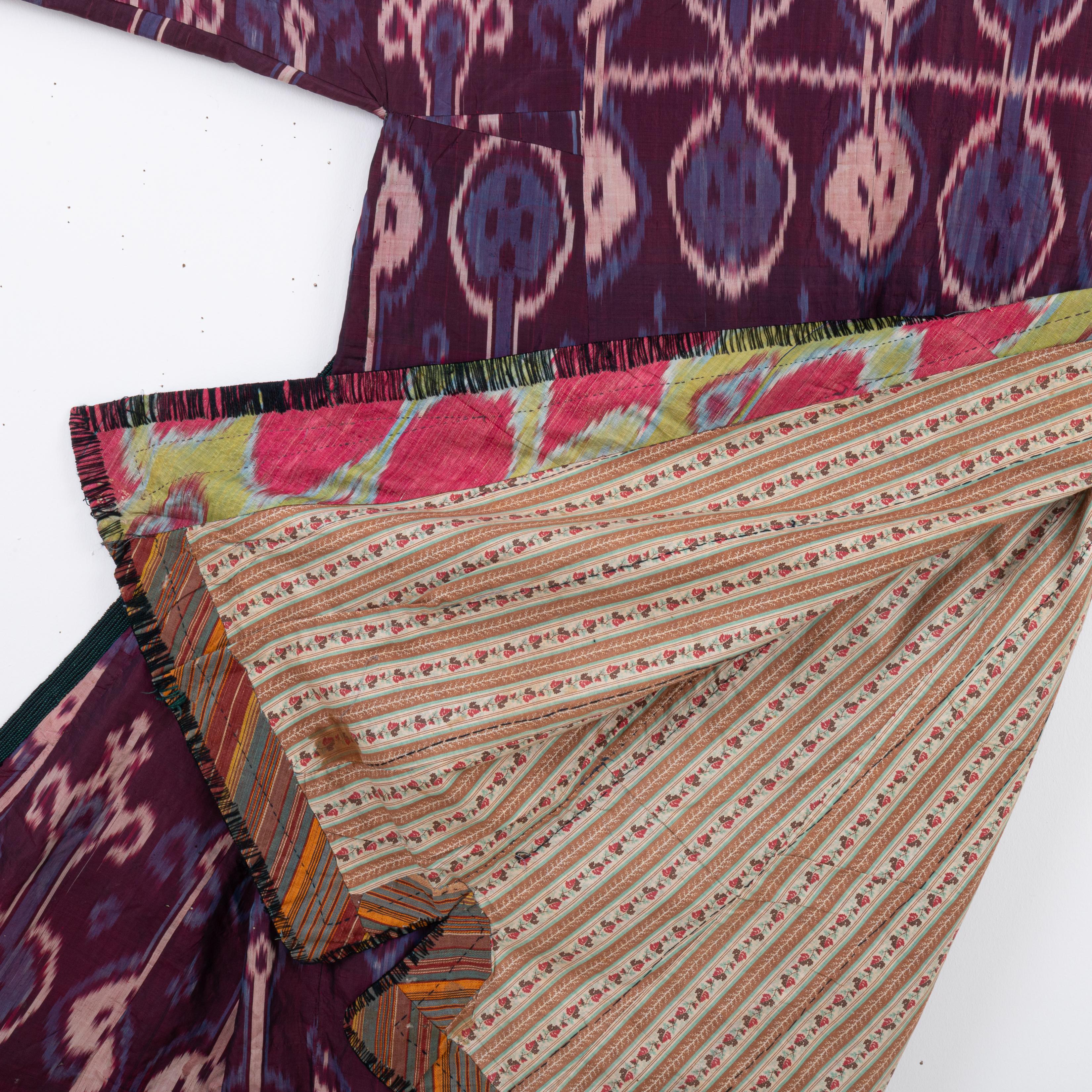 Silk Ikat Chapan, Tajikstan, Late 19th Century. For Sale 3