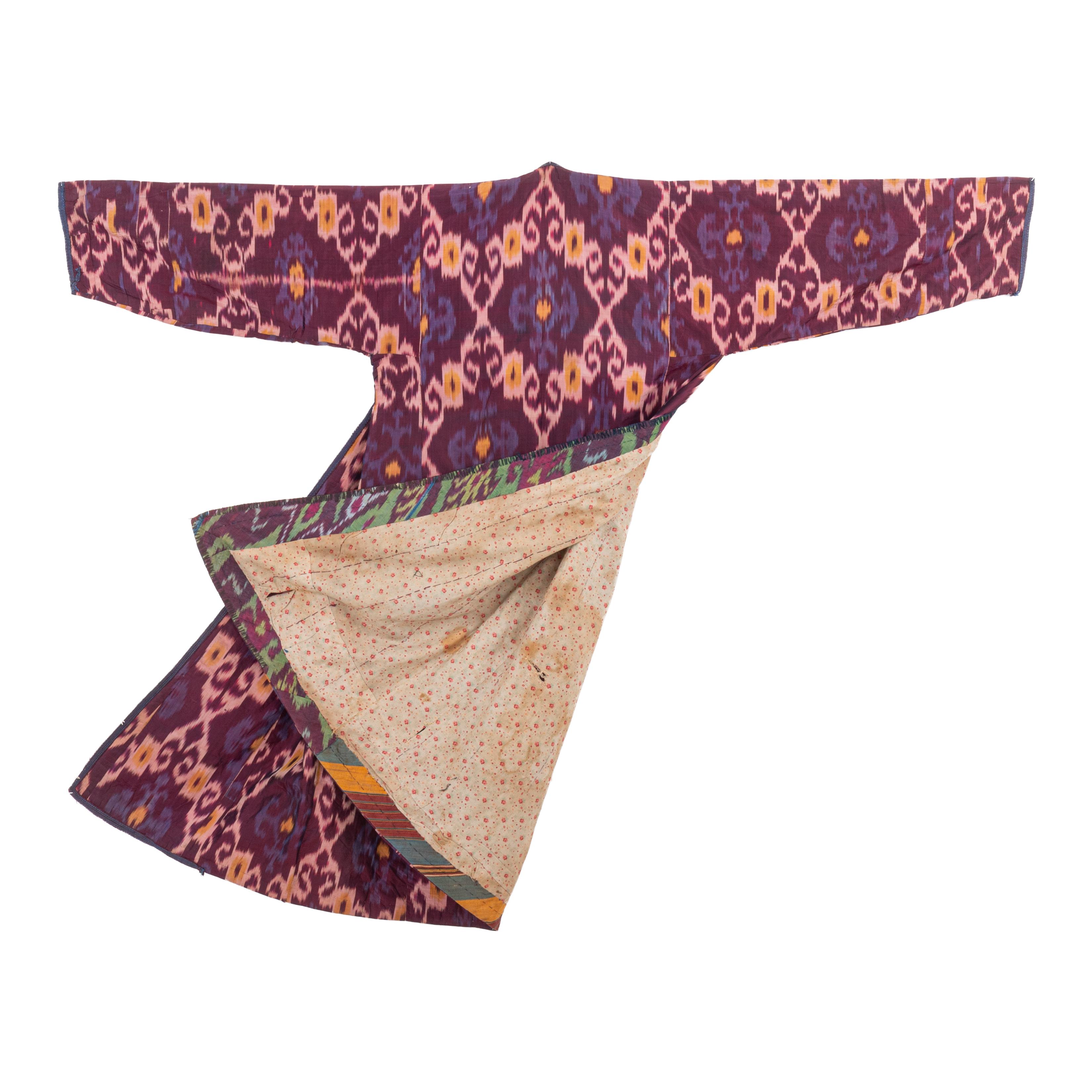 Silk Ikat Chapan, Tajikstan, Late 19th Century. For Sale 1