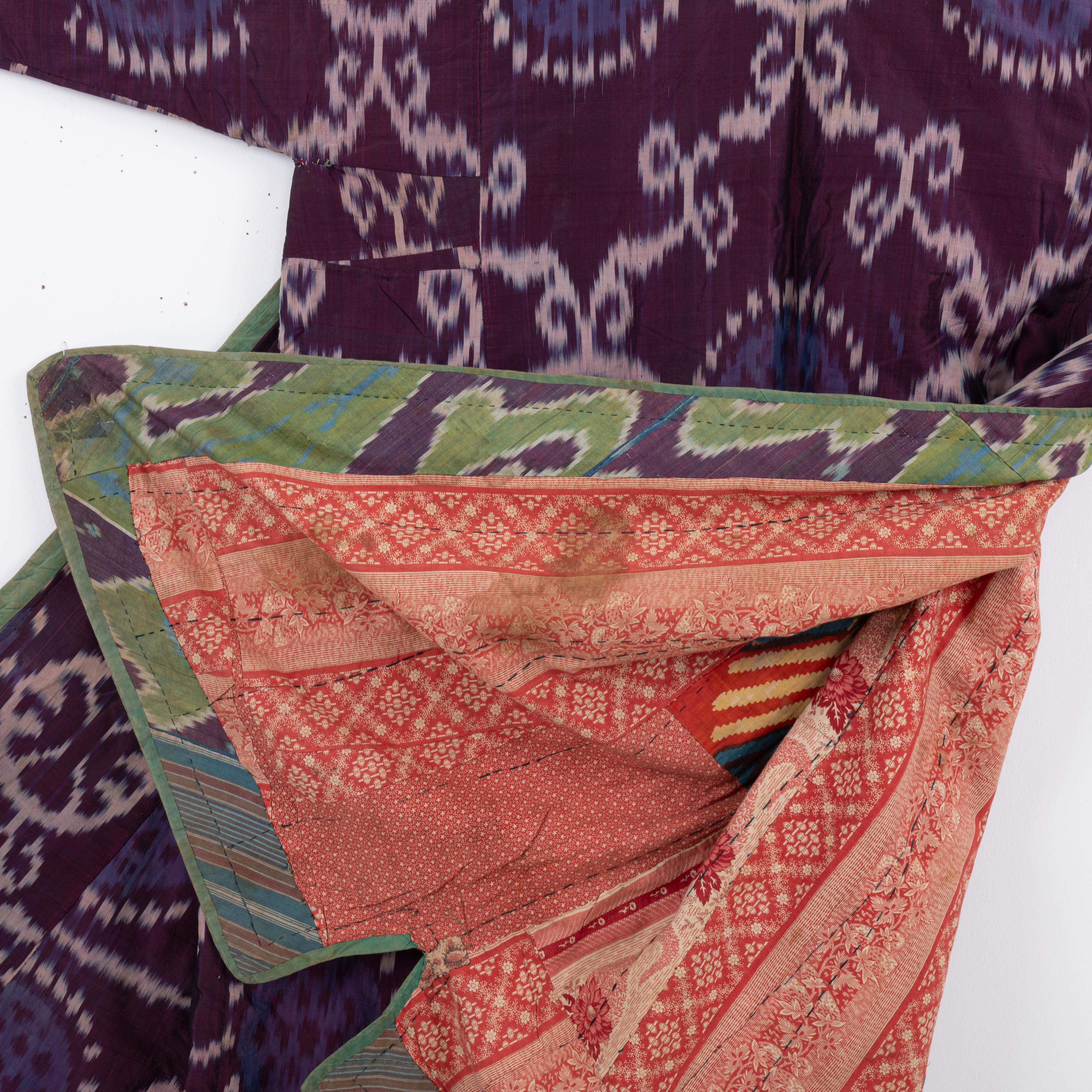 Silk Ikat Chapan, Tajikstan, Late 19th Century. For Sale 4