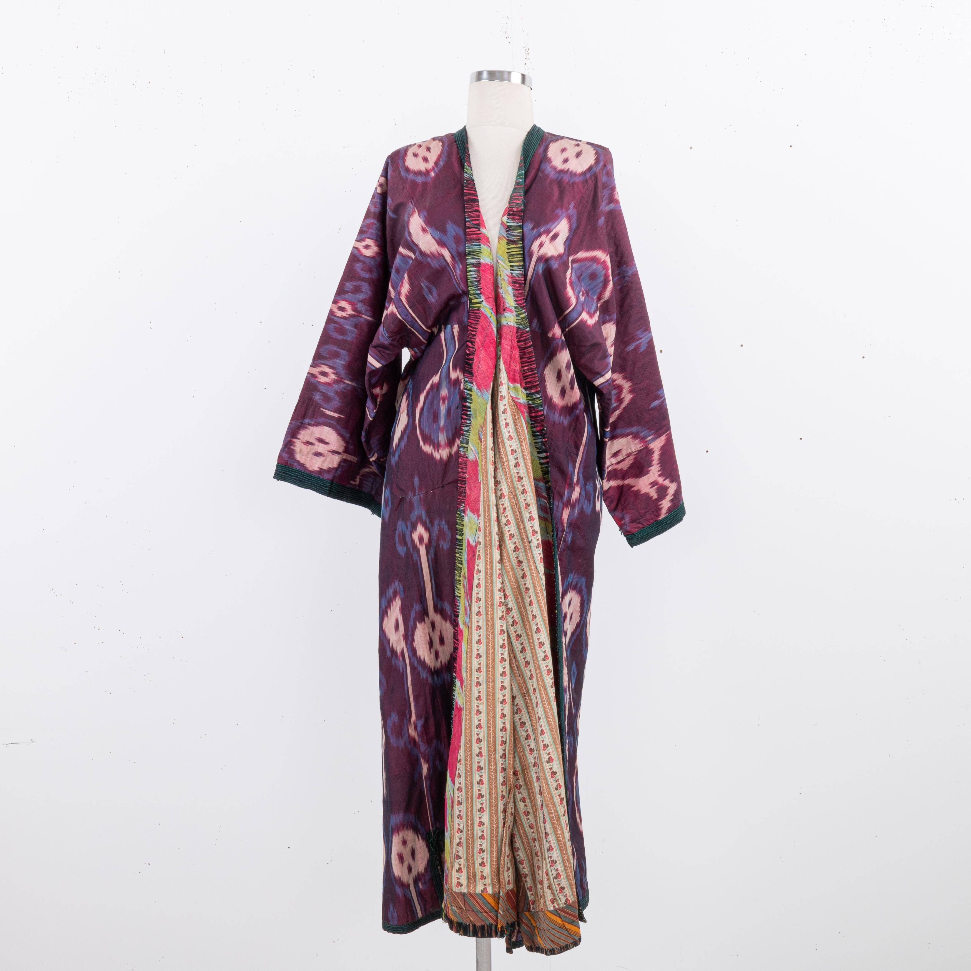 Silk Ikat Chapan, Tajikstan, Late 19th Century. For Sale 4