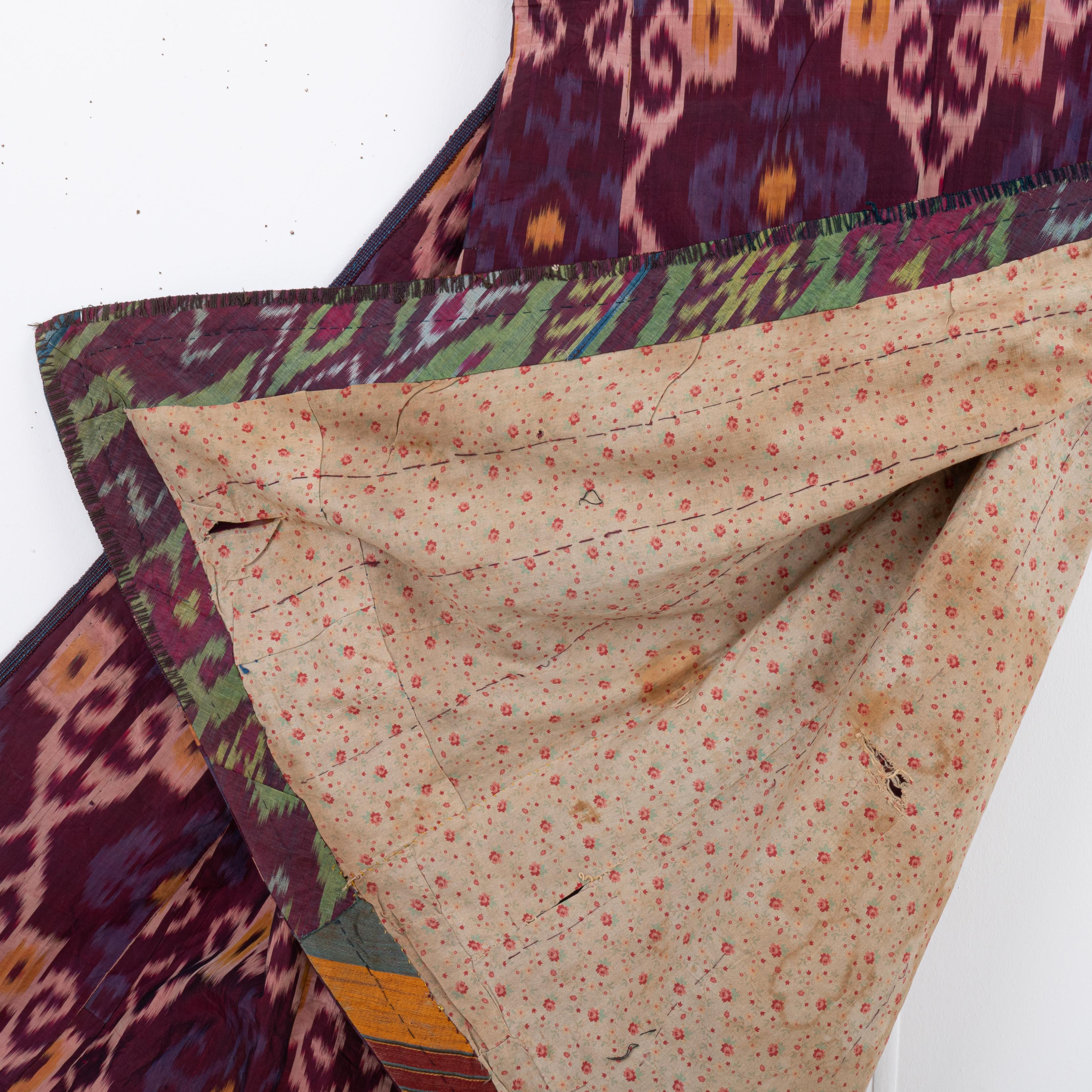 Silk Ikat Chapan, Tajikstan, Late 19th Century. For Sale 2