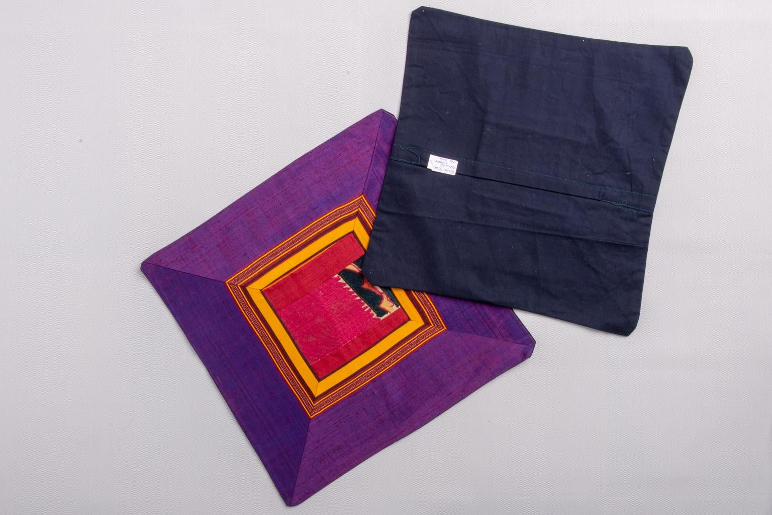 Hand-Woven Set of Four Silk Ikat Pillows