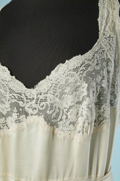 Silk Ivory backless nightgown with lace inset Circa 1930's