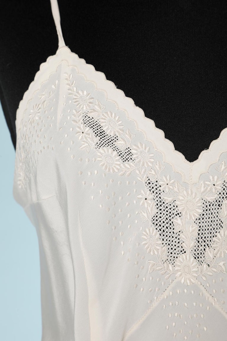 Silk ivory combinaison with cutwork and silk thread embroideries Circa 1930  For Sale at 1stDibs