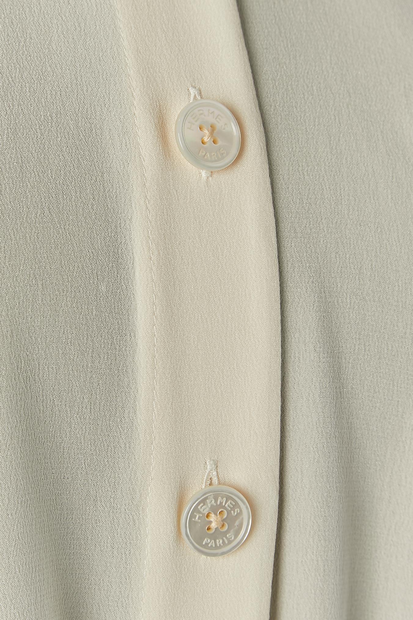 Robe-chemise en soie ivoire avec ceinture Hermès Pour femmes en vente