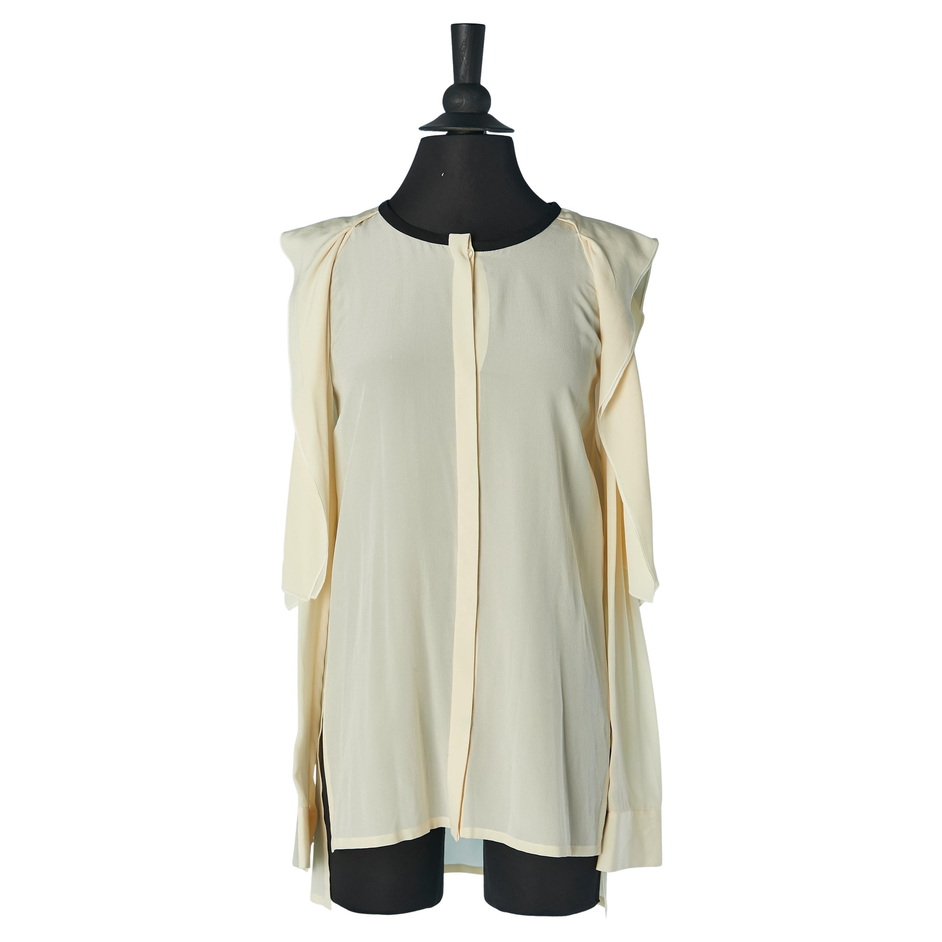 Camicia in seta avorio aperta sulla spalla VIONNET Nuova con etichetta