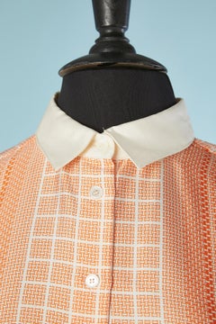 Silk ivory shirt with orange printed pattern Céline
