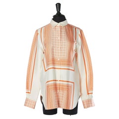 Silk ivory shirt with orange printed pattern Céline 