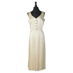 Silk ivory sleeveless and pleated cocktail dress SUNNY CHOI