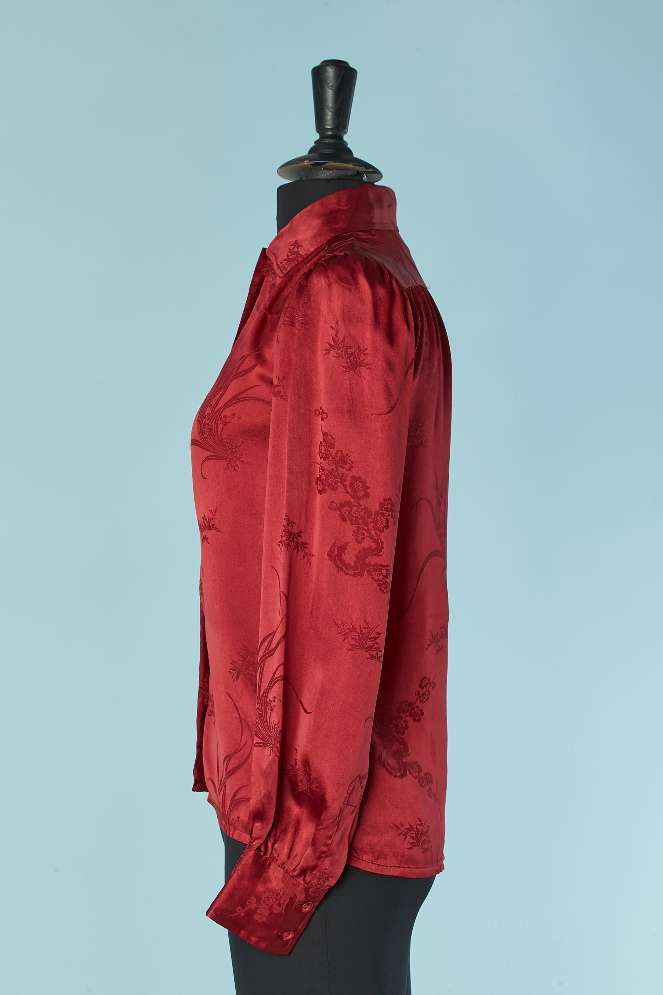 Silk jacquard burgundy shirt Saint Laurent Rive Gauche For Sale 2