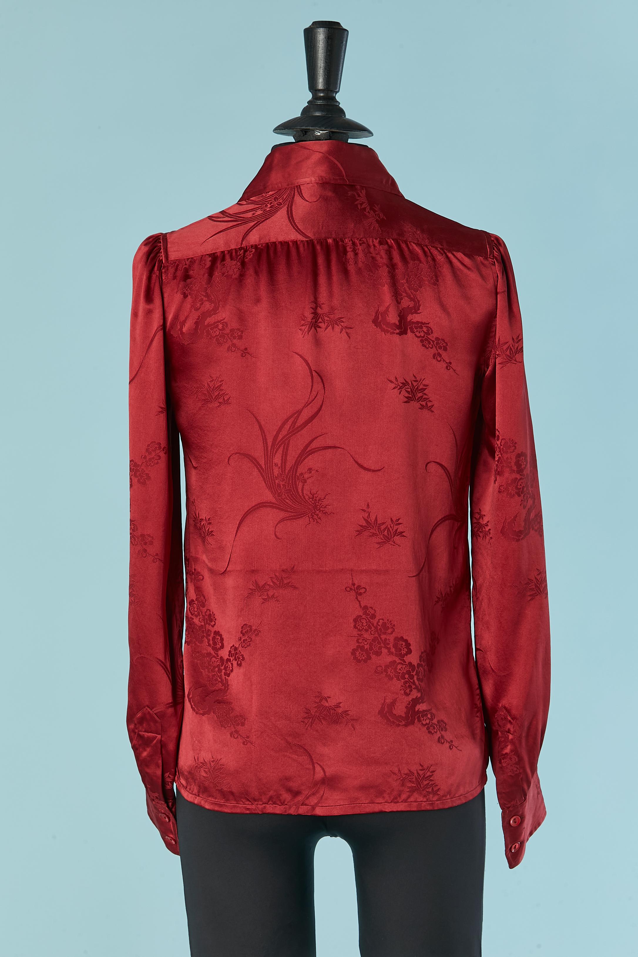 Silk jacquard burgundy shirt Saint Laurent Rive Gauche For Sale 3