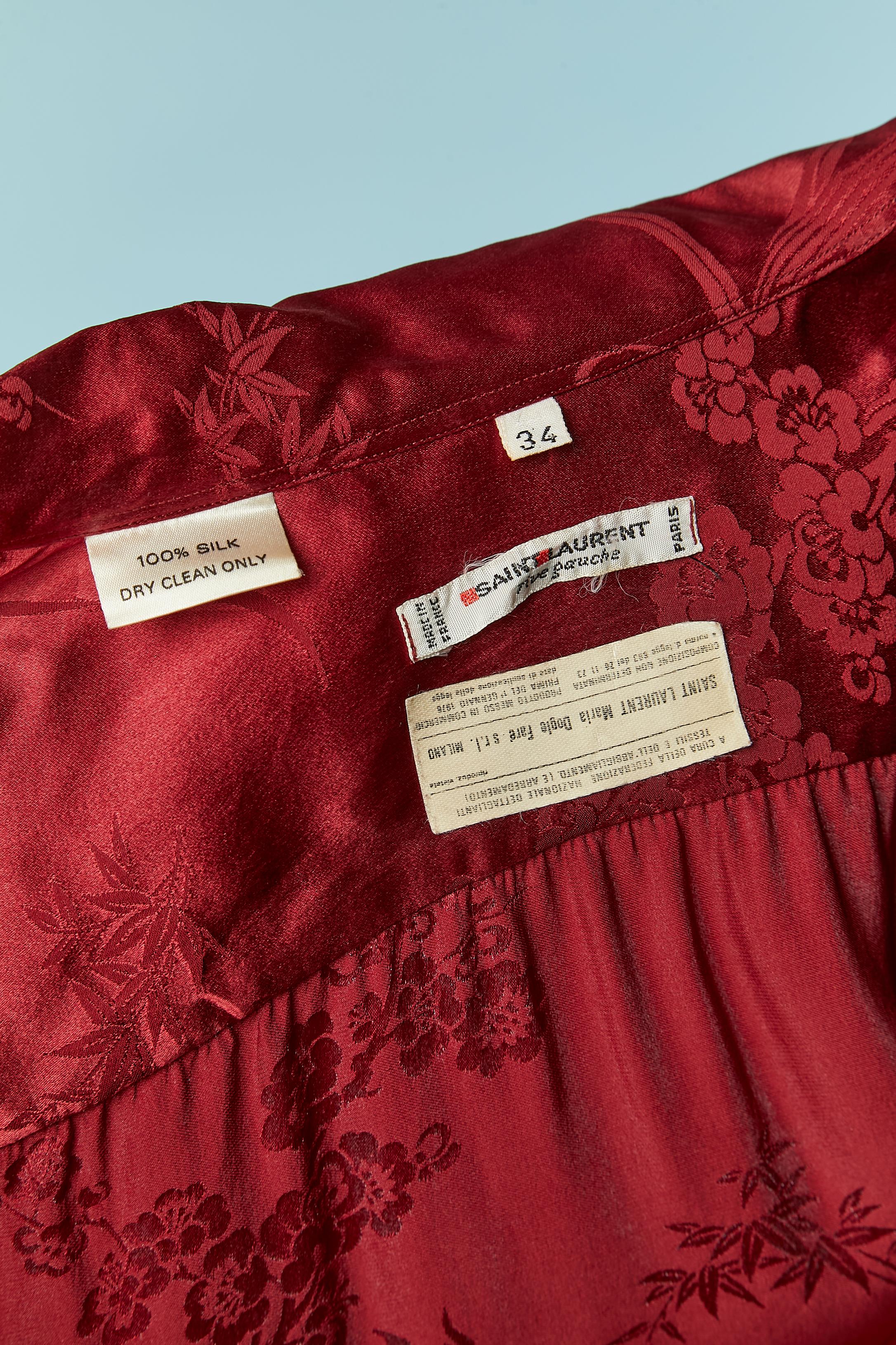 Silk jacquard burgundy shirt Saint Laurent Rive Gauche For Sale 4