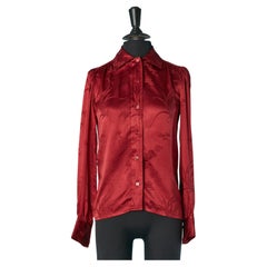 Camicia in seta jacquard bordeaux Saint Laurent Rive Gauche