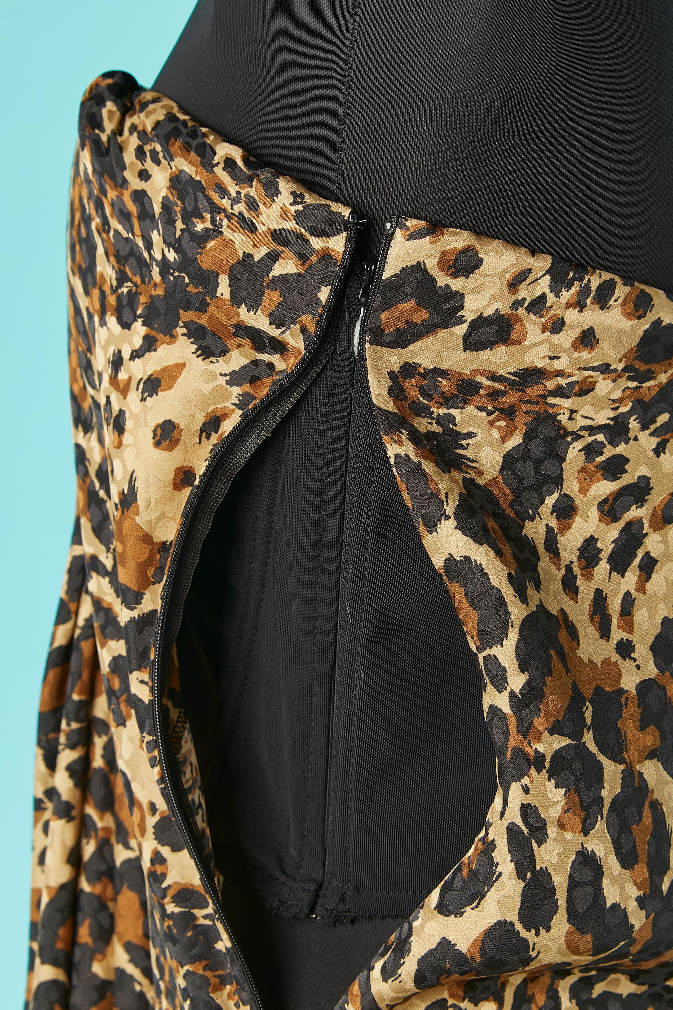 Nero Abito bustier in seta jacquard con stampa animalier Gai Mattiolo Couture in vendita