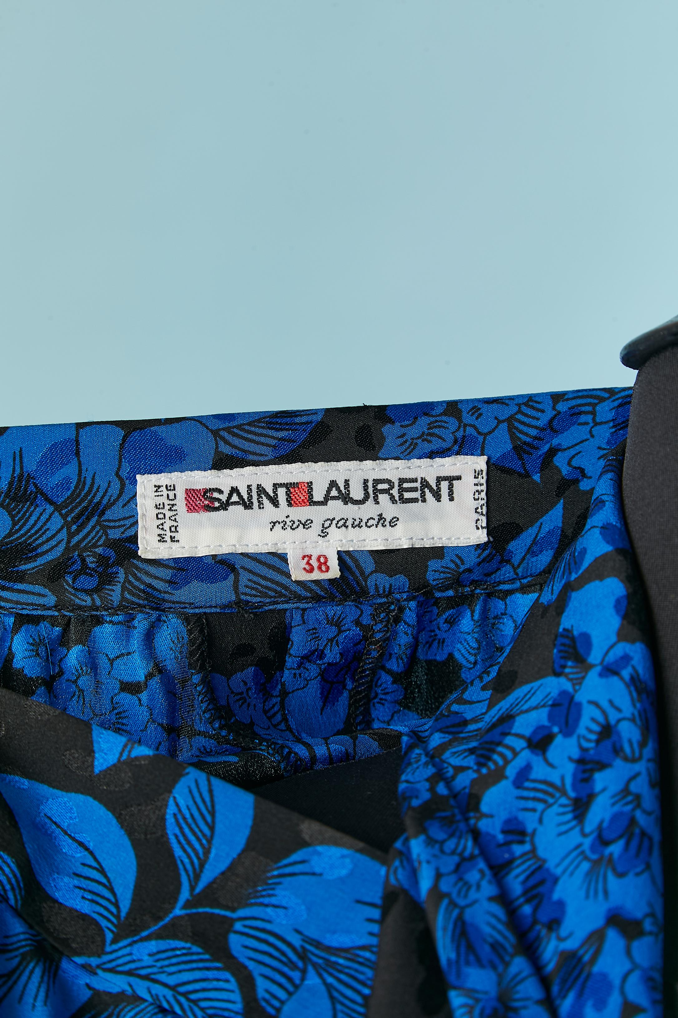 Silk jacquard cocktail dress with blue and black print SAINT LAURENT RIVE GAUCHE For Sale 2