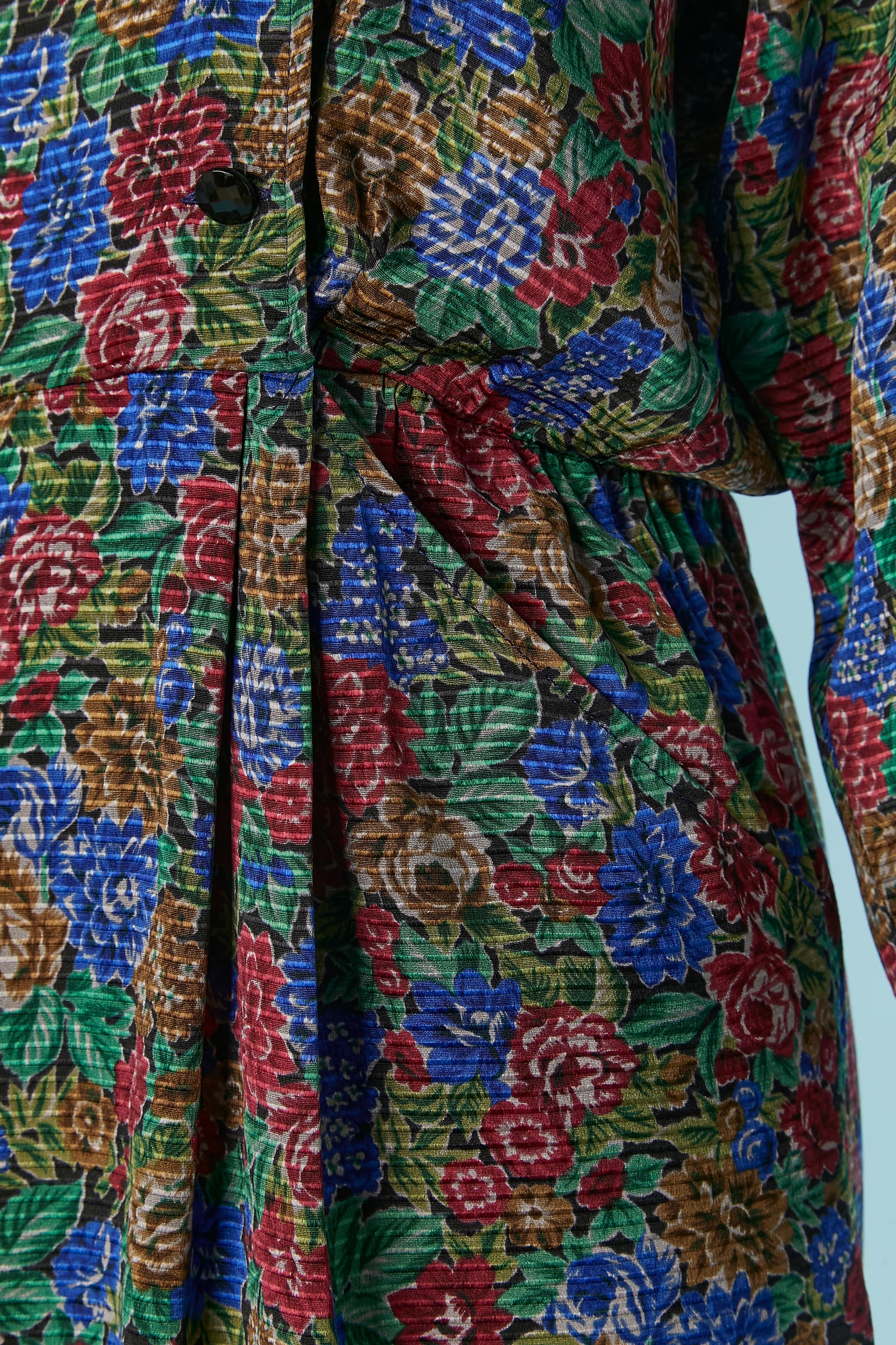 Women's Silk jacquard cocktail dress with flower print Emanuel UNGARO Parallèle For Sale