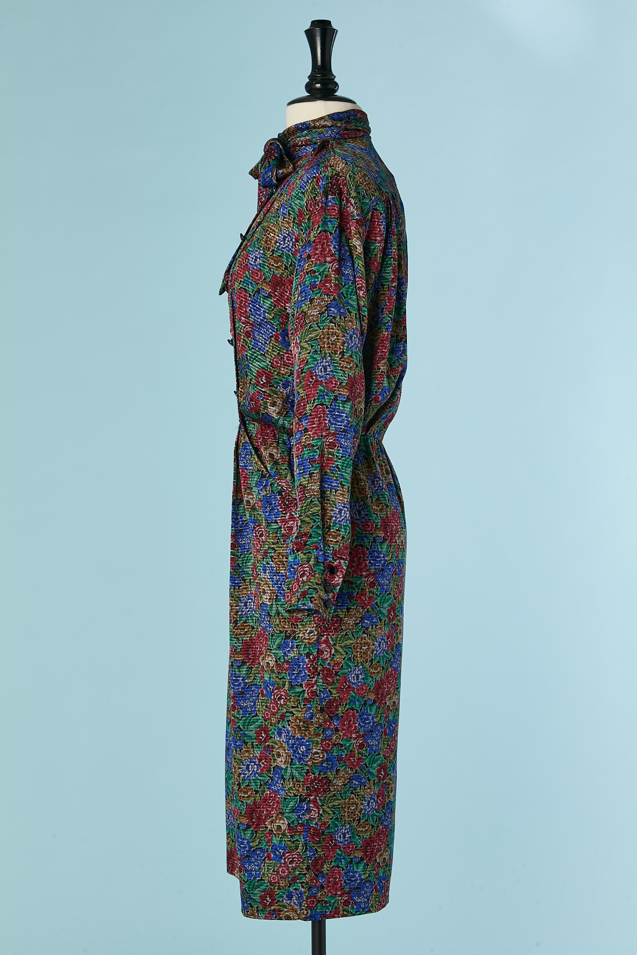 Silk jacquard cocktail dress with flower print Emanuel UNGARO Parallèle For Sale 1