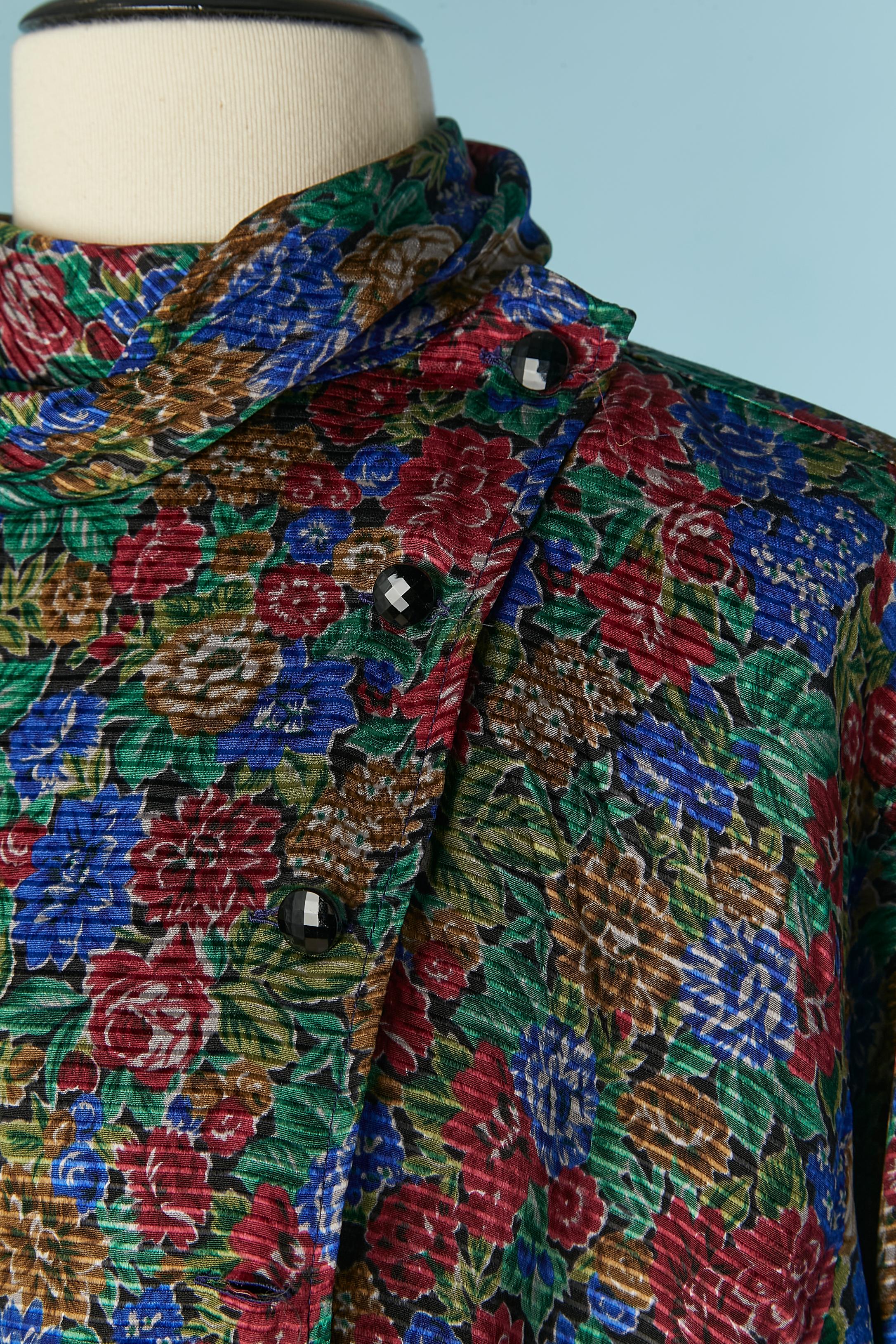 Silk jacquard cocktail dress with flower print Emanuel UNGARO Parallèle For Sale 3
