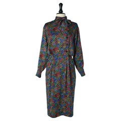 Vintage Silk jacquard cocktail dress with flower print Emanuel UNGARO Parallèle