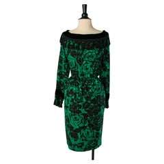 Vestido de cóctel de jacquard de seda con detalles de terciopelo y pasamanería de BALENCIAGA