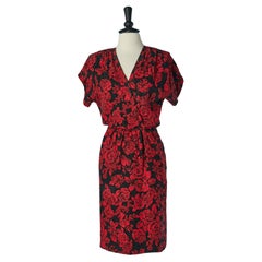 Seidenjacquard-Kleid aus Seide mit Blumendruck von Saint Laurent Rive Gauche, ca. 1980er Jahre