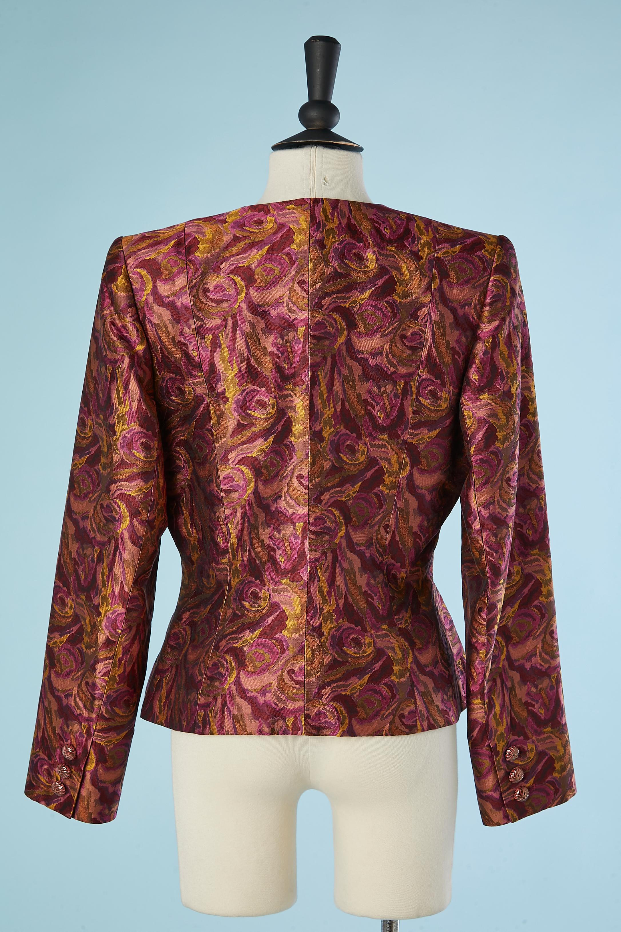 Women's Silk jacquard evening jacket with roses pattern Yves Saint Laurent Rive Gauche  For Sale