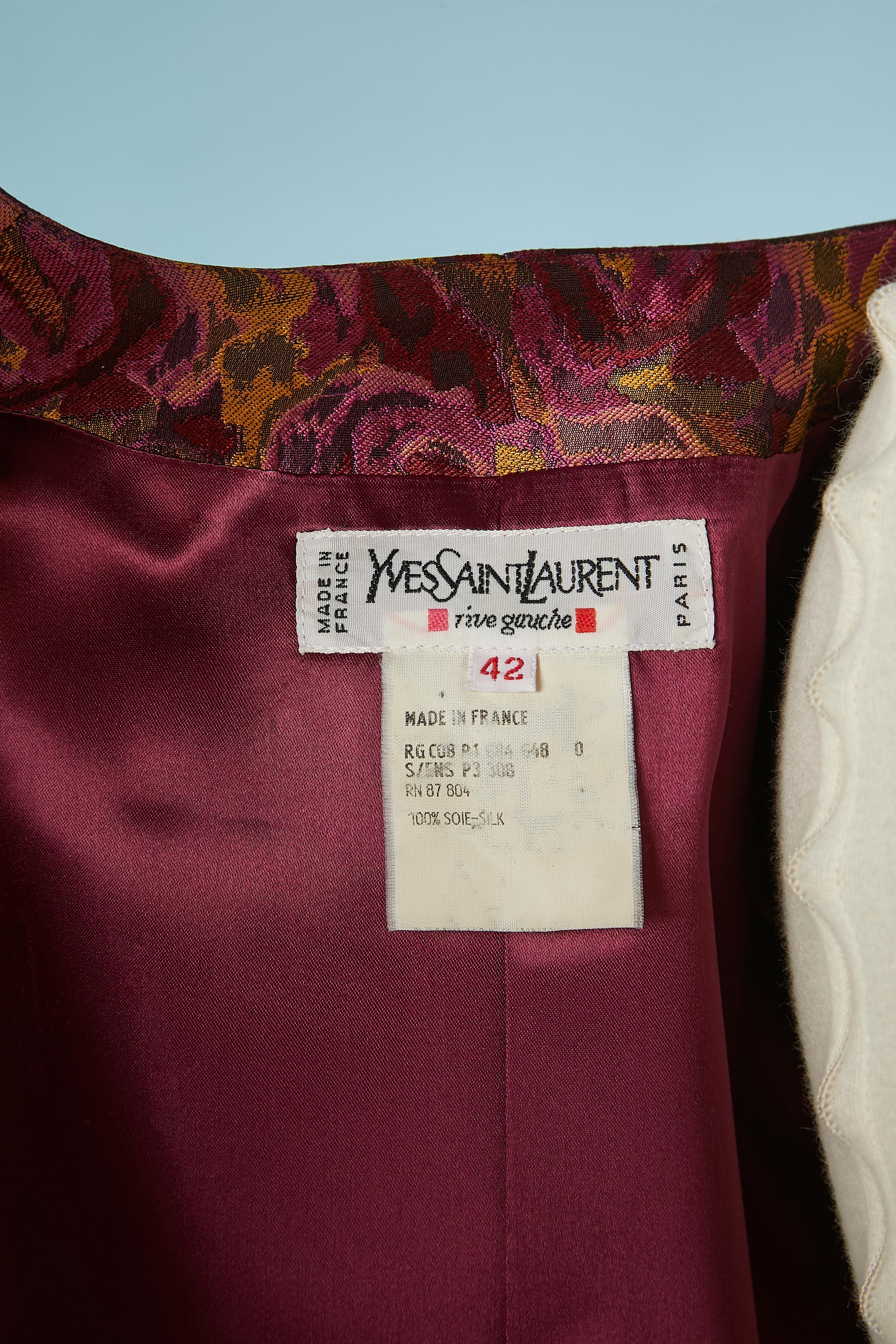 Silk jacquard evening jacket with roses pattern Yves Saint Laurent Rive Gauche  For Sale 1