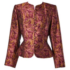 Veste de soirée en jacquard de soie avec motif de roses Yves Saint Laurent Rive Gauche