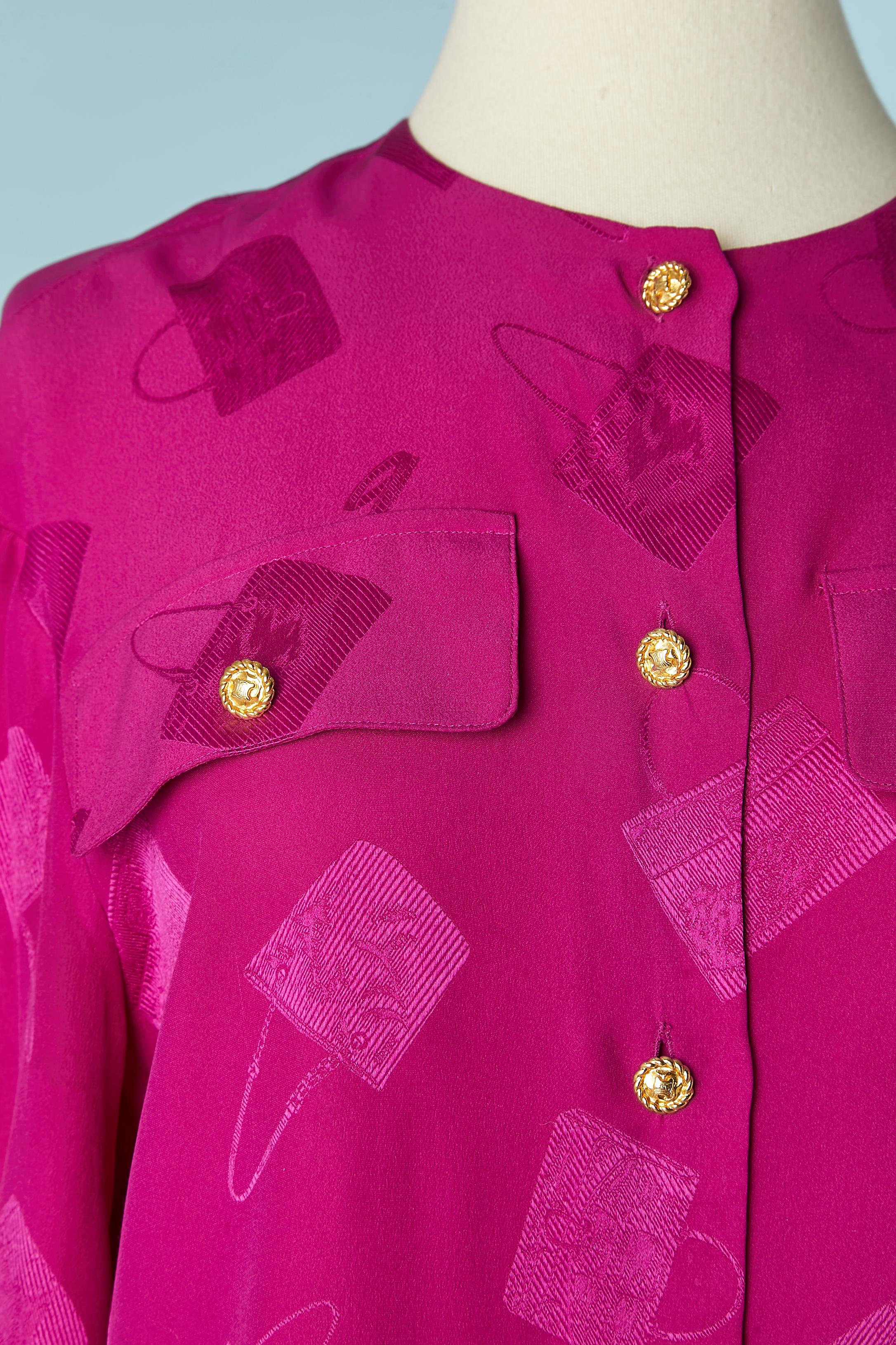 Silk jacquard fushia shirt with 