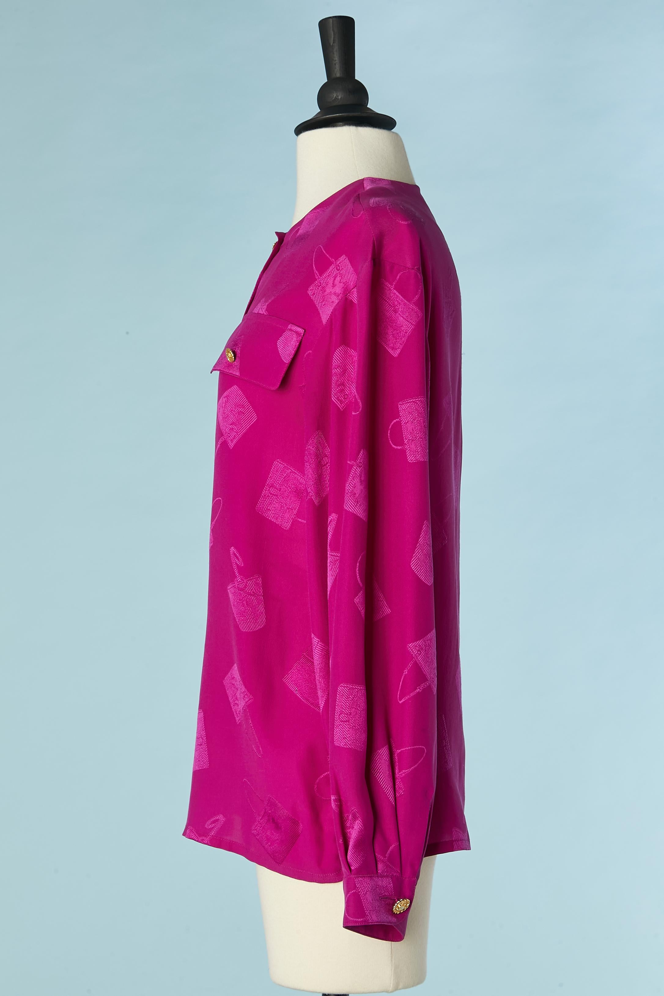 Silk jacquard fushia shirt with 