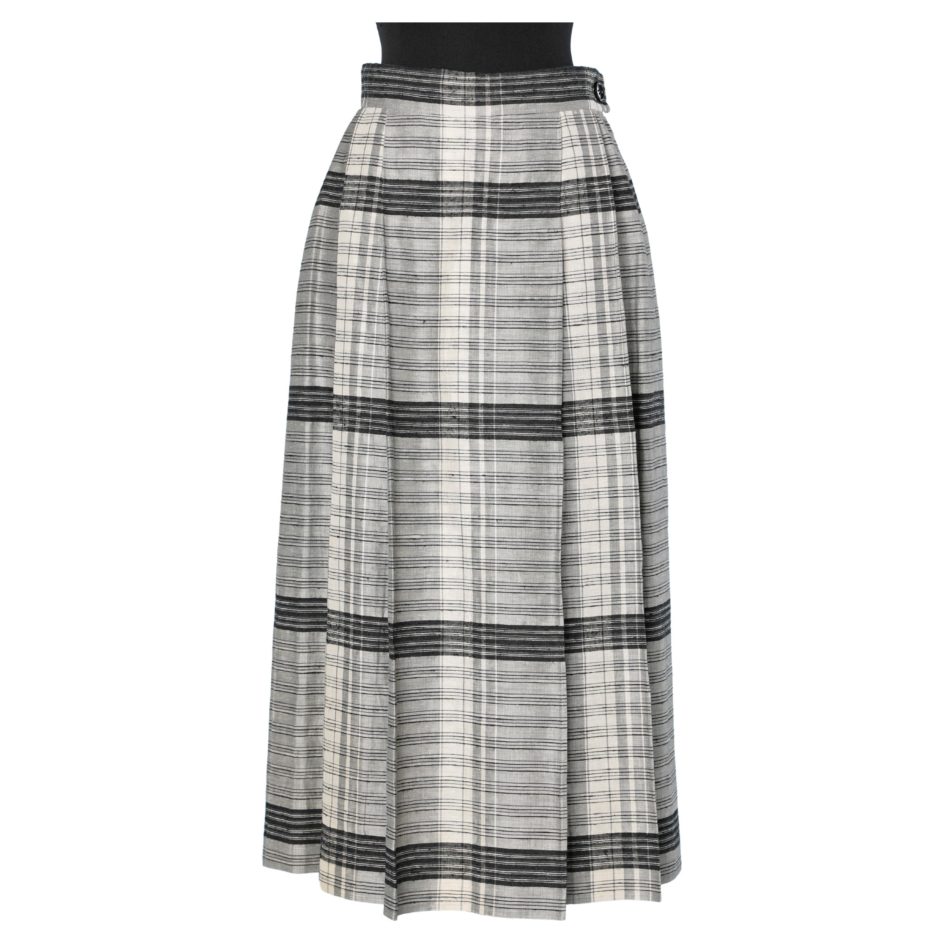 Falda plisada de jacquard de seda con estampado de cuadros LANVIN
