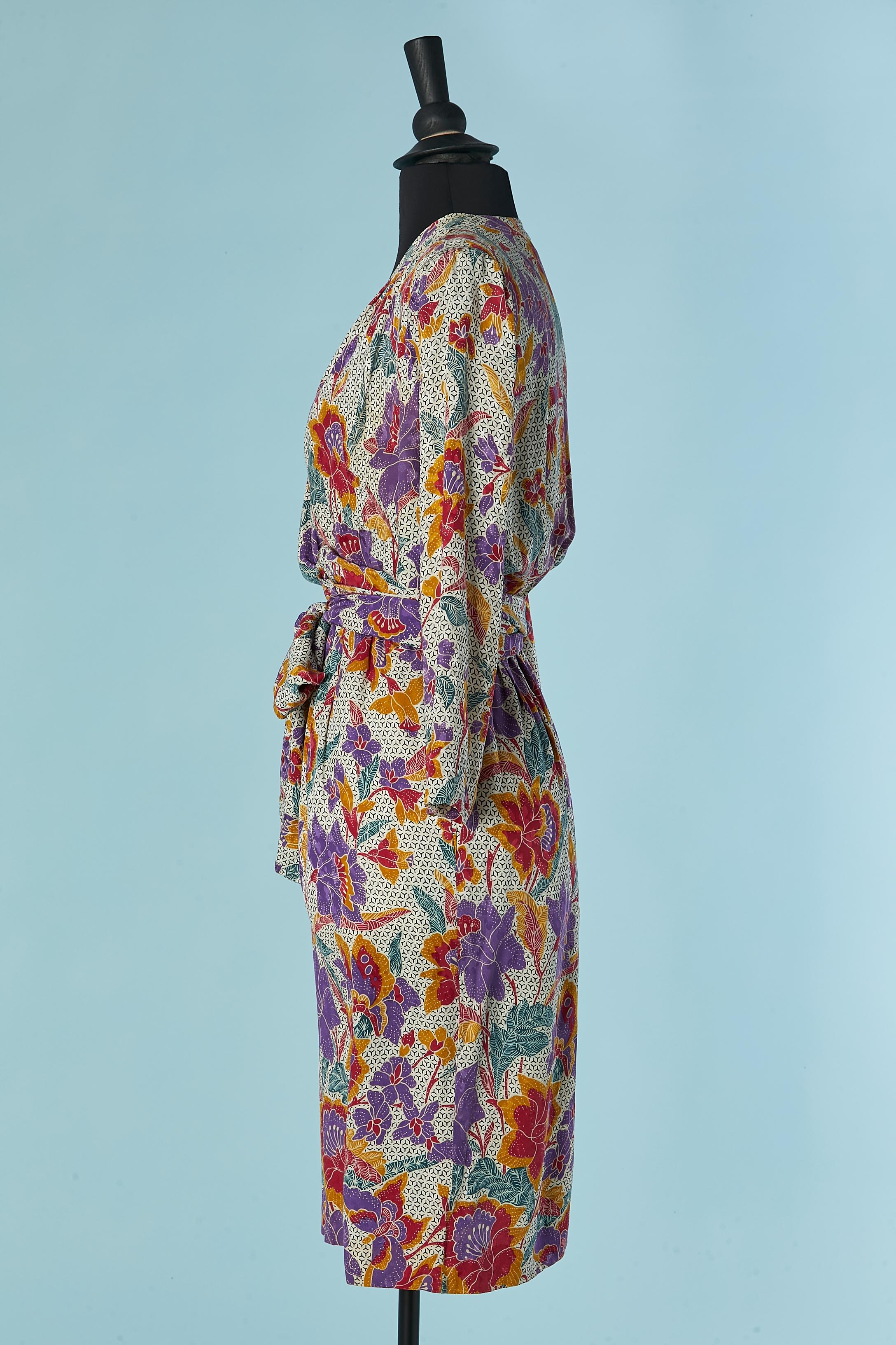 Robe imprimée en jacquard de soie SAINT LAURENT Rive Gauche en vente 1