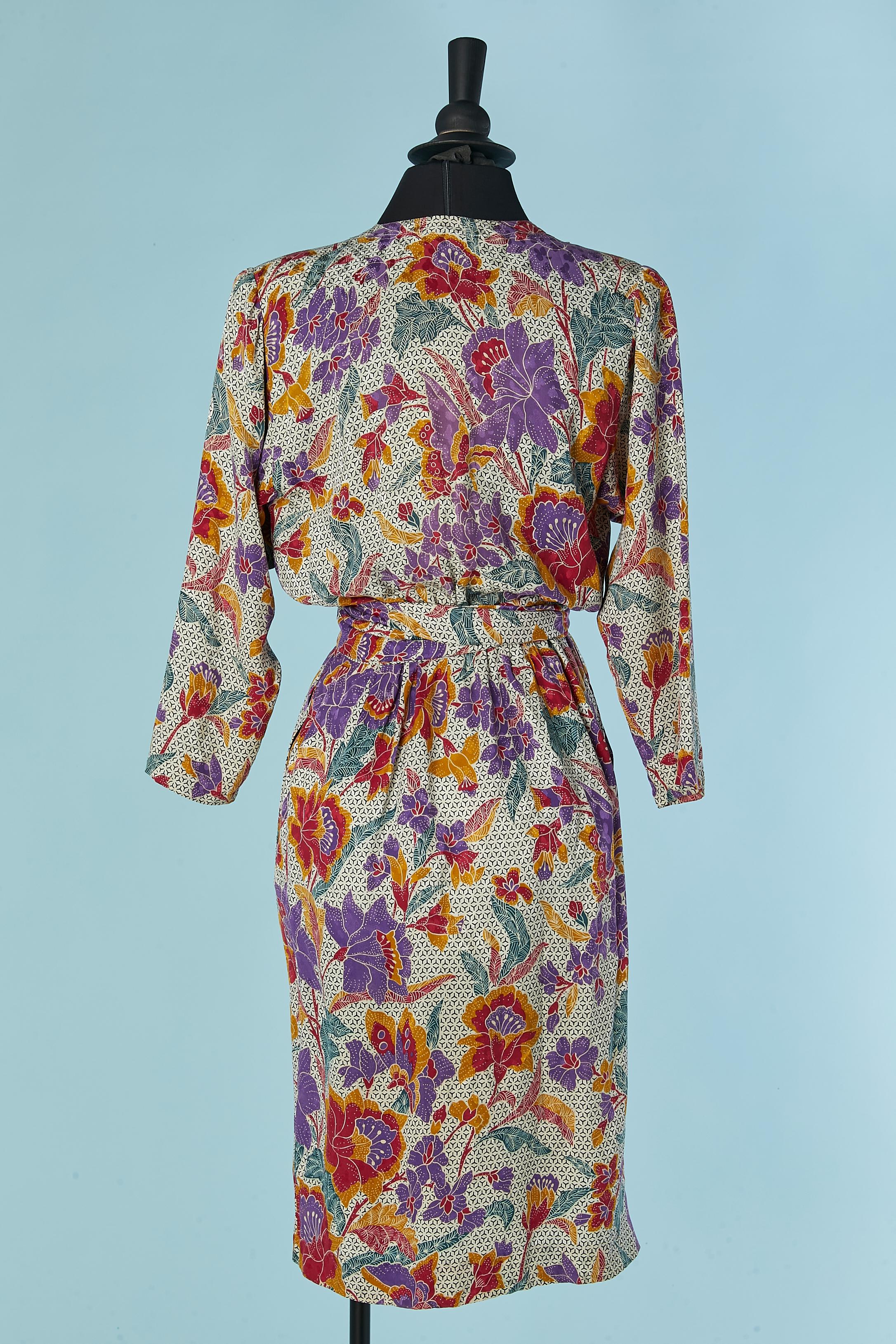 Robe imprimée en jacquard de soie SAINT LAURENT Rive Gauche en vente 2