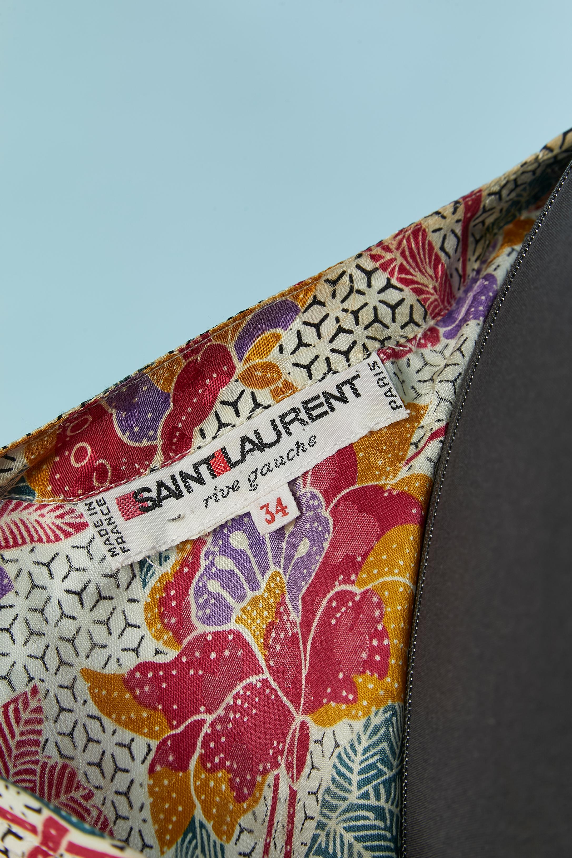 Robe imprimée en jacquard de soie SAINT LAURENT Rive Gauche en vente 3