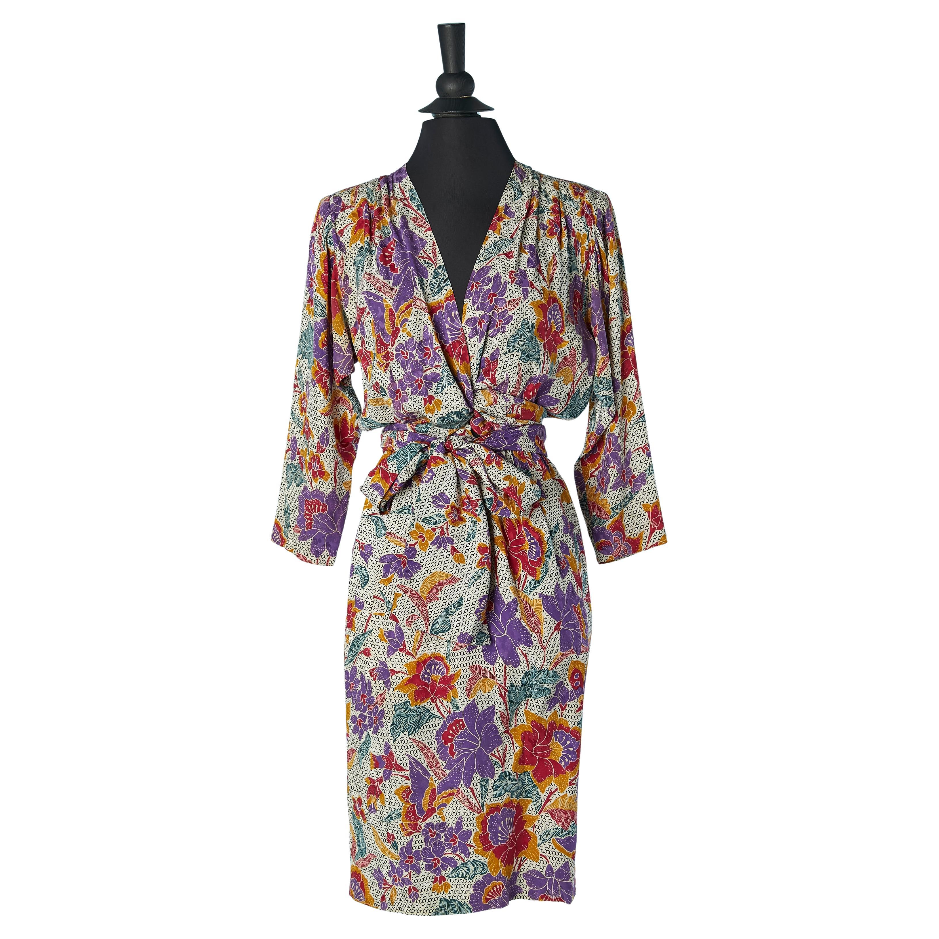 Silk jacquard printed dress SAINT LAURENT Rive Gauche