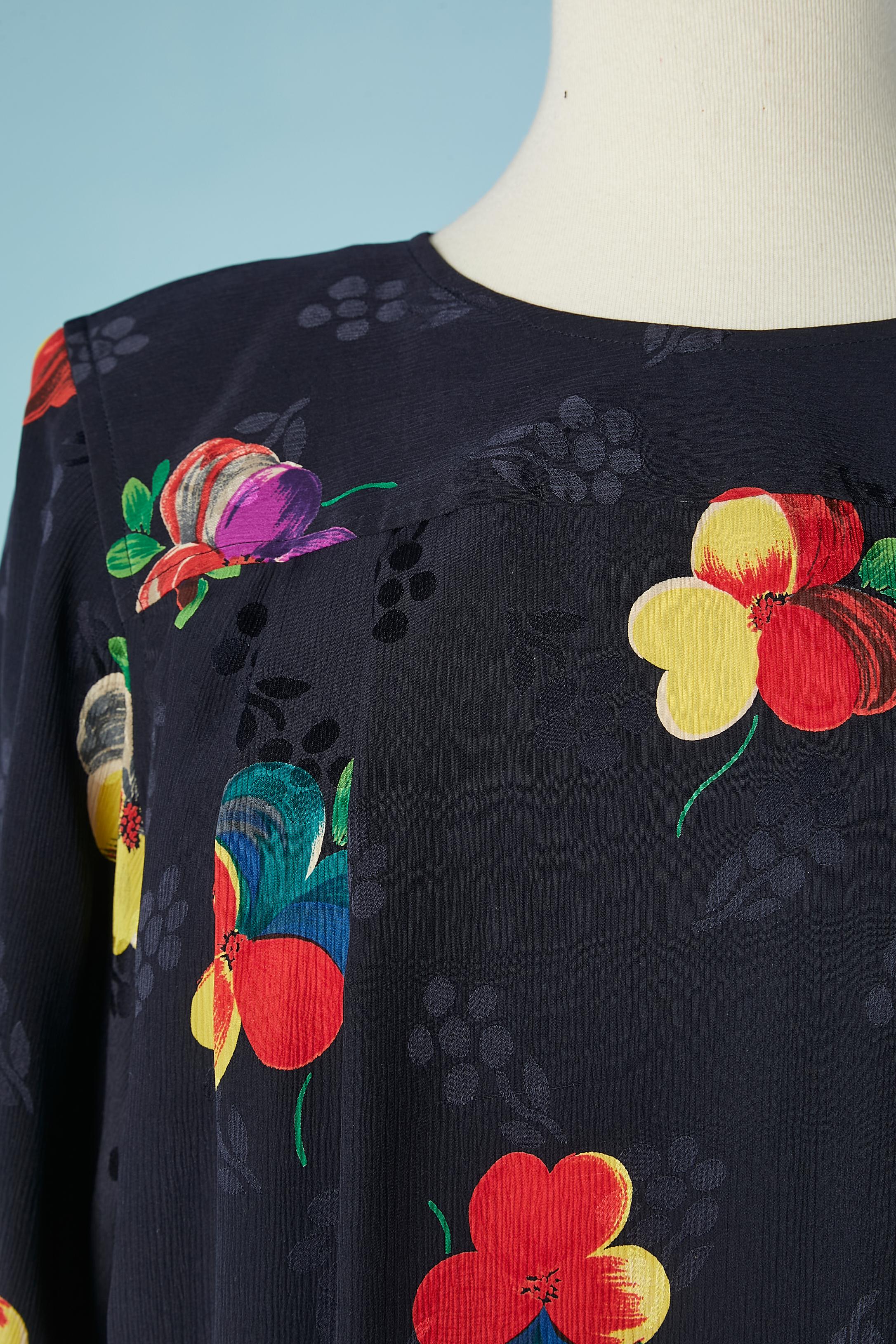 Vestido estampado jacquard de seda Ungaro Ter Negro en venta