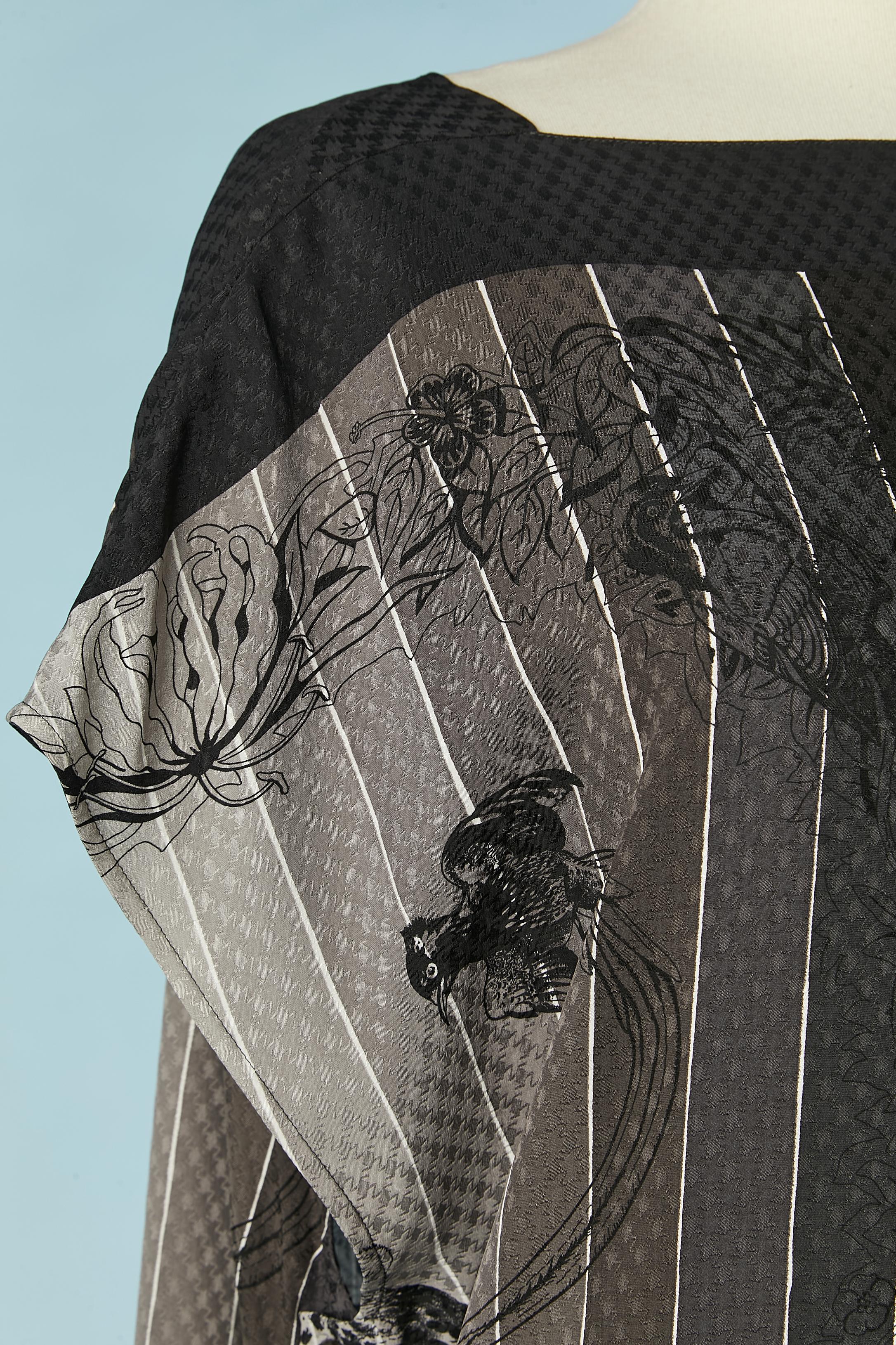 Chaqueta estampada de jacquard de seda con cinturón y botones laterales Hermès Negro en venta