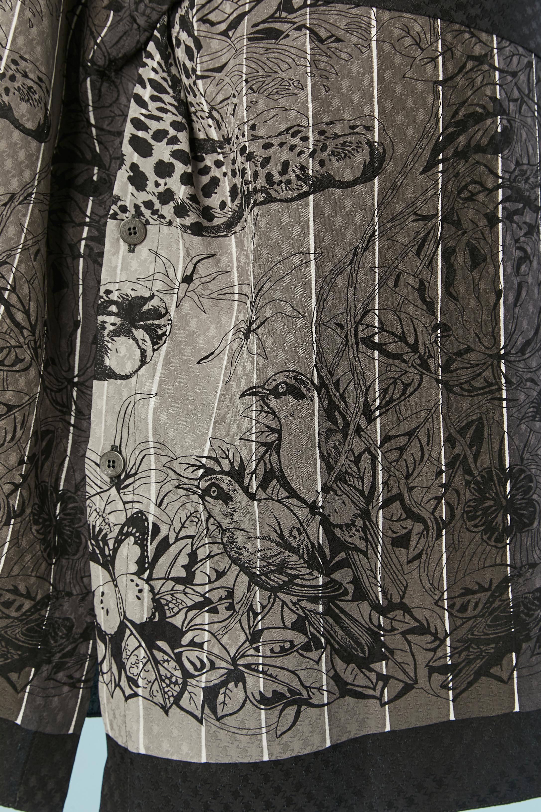 Chaqueta estampada de jacquard de seda con cinturón y botones laterales Hermès en venta 4