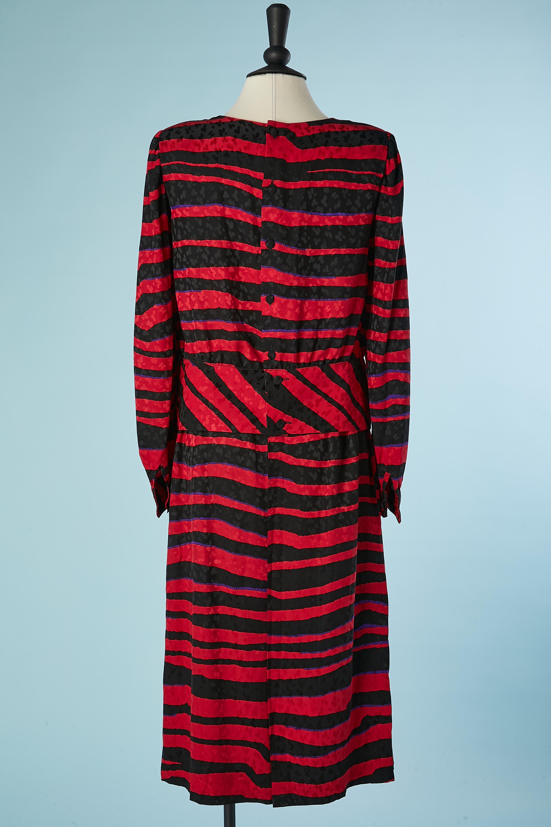 Silk jacquard printed shirt and skirt ensemble Céline Circa 1980's For Sale 2